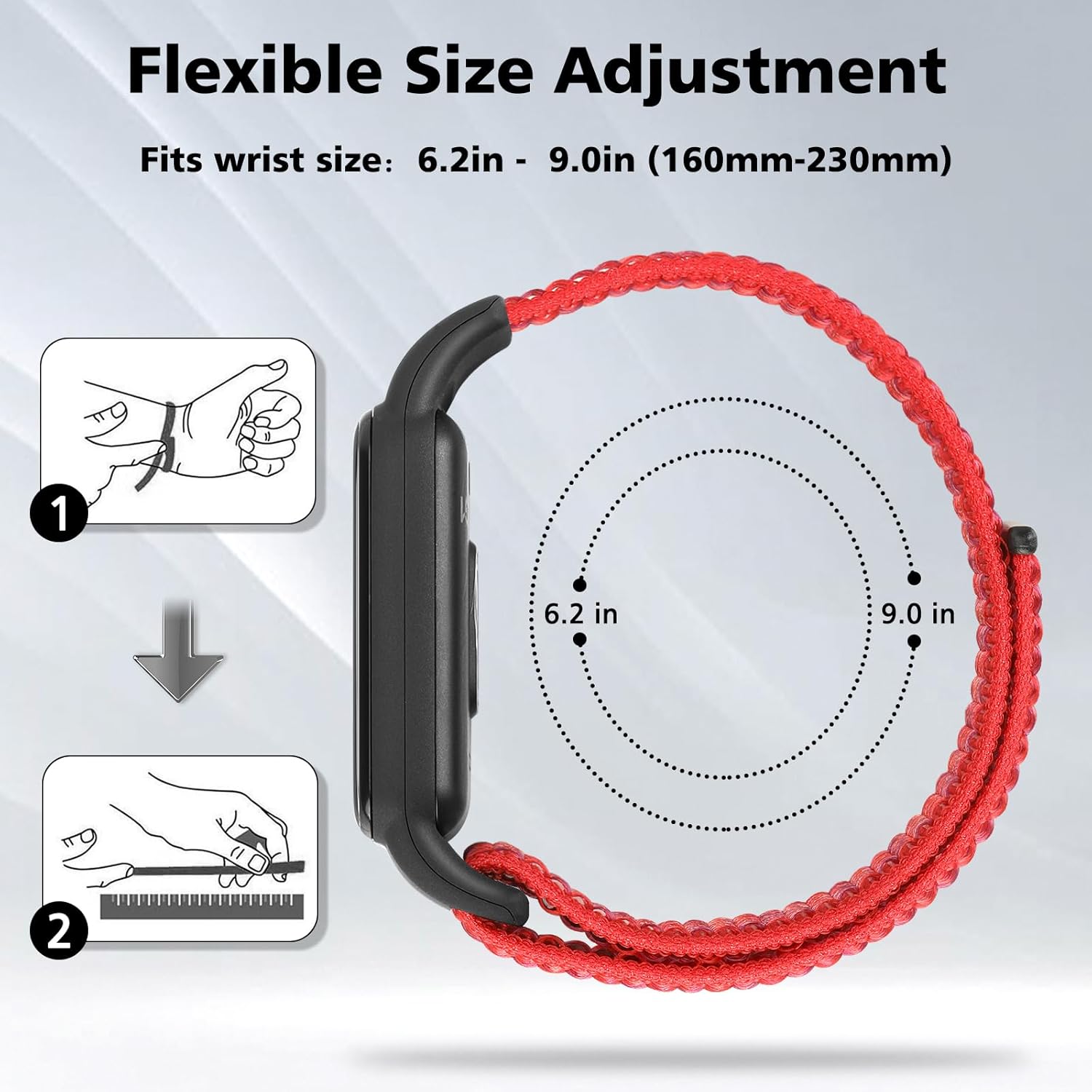 YCHDDER Solo Loop – Correas de nailon compatibles con Amazfit Band 7, suave, transpirable, cómoda, ajustable, colorida correa de repuesto deportiva