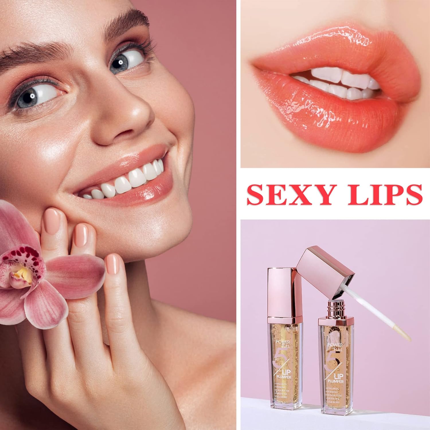 2P Lip Plumper Gloss, Hidratante Lip Plumping Lip Gloss, Productos nutritivos para el cuidado de los labios, para reducir líneas finas y suavizar