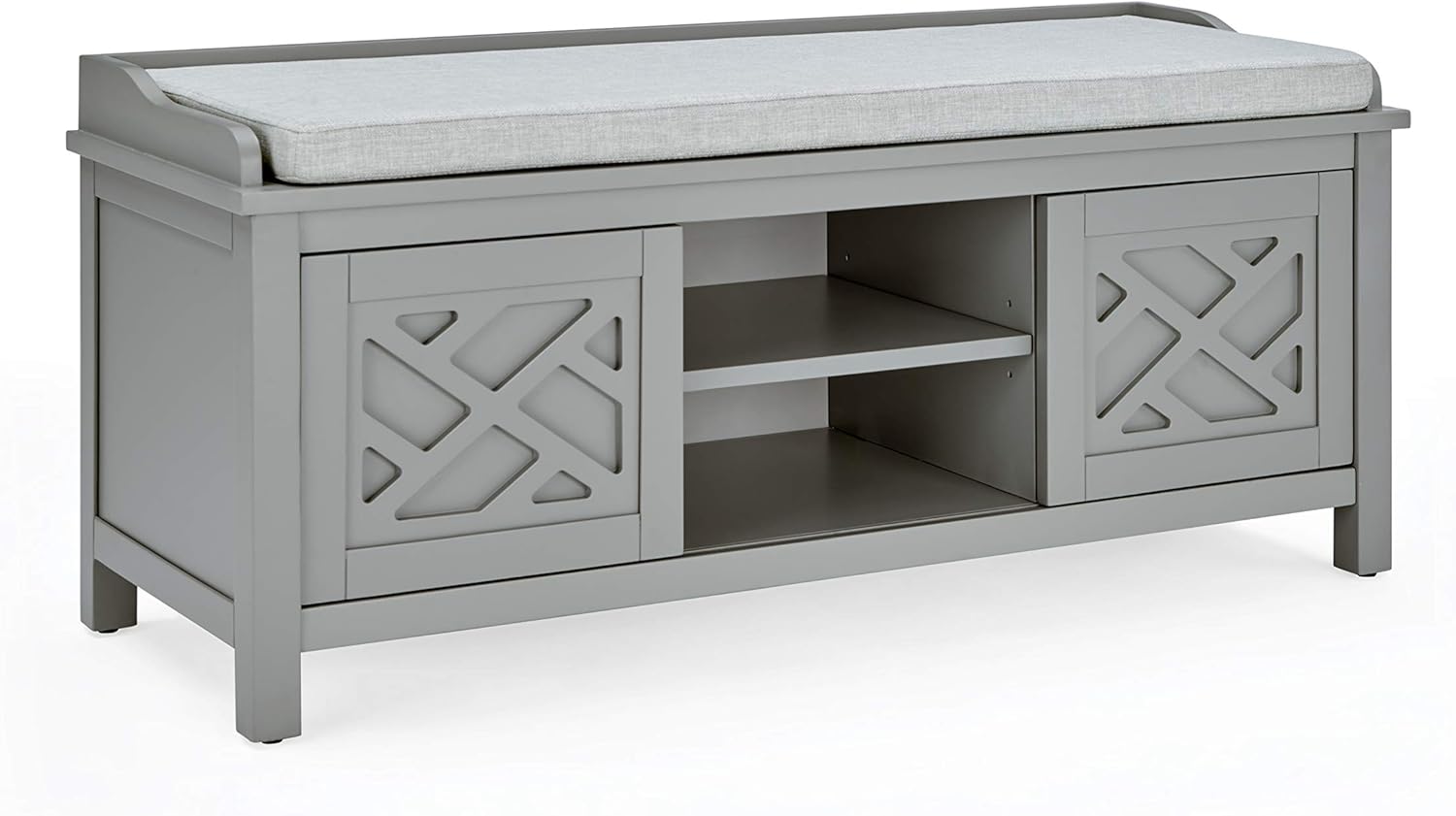 Alaterre Furniture Coventry – Banco de almacenamiento de madera con cojín, 45 pulgadas de ancho, color gris