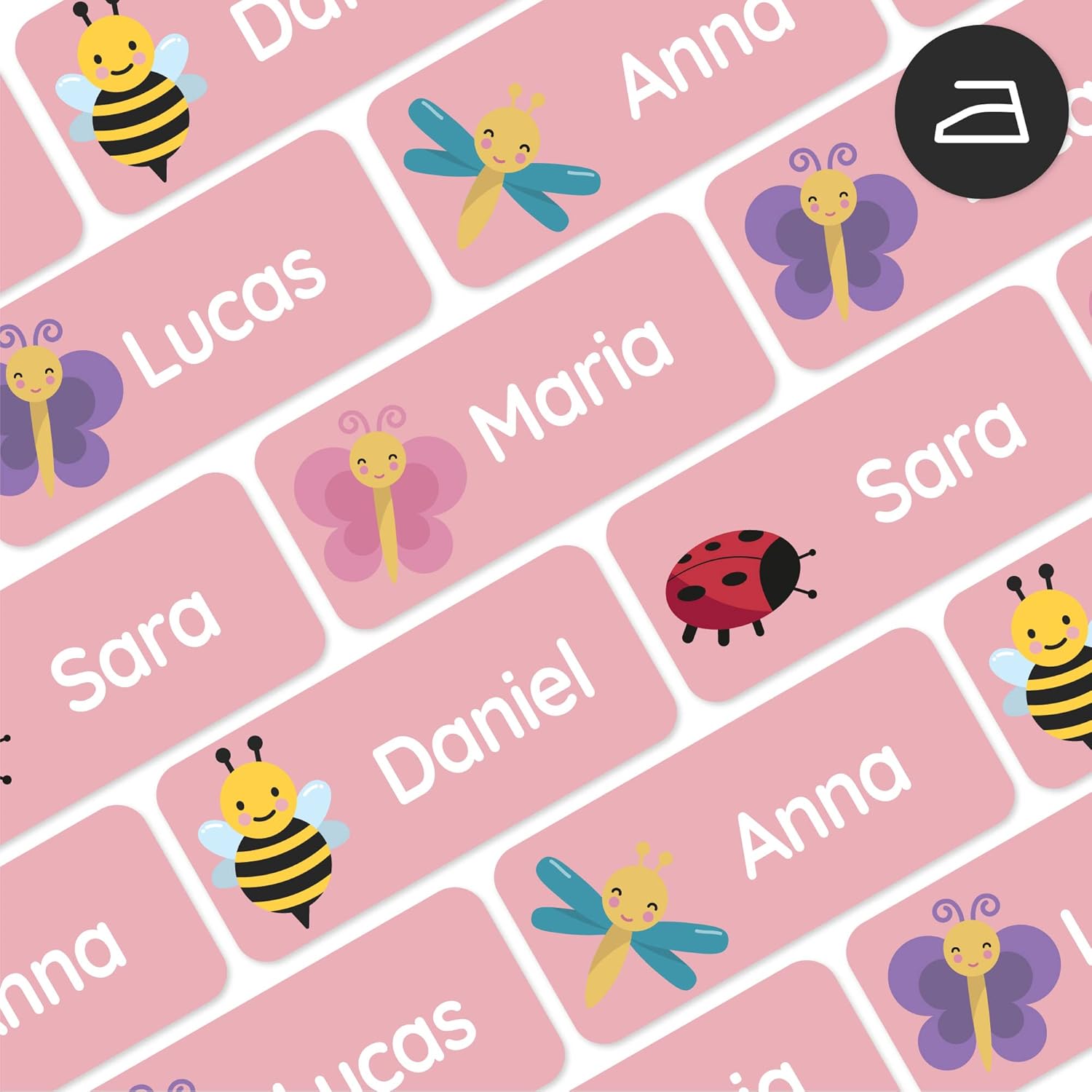 Etiquetas termoadhesivas con nombre para ropa (120 unidades, 1.2 x 0.5 pulgadas) – Etiquetas personalizables para ropa, seguras para la ropa sucia y