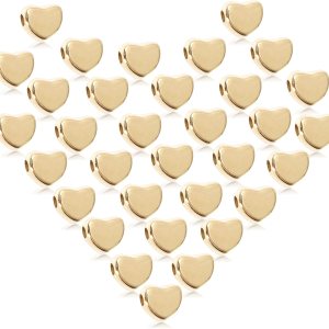 Whaline 600 cuentas de corazón, cuentas espaciadoras de corazón doradas, cuentas sueltas de corazón, cuentas acrílicas en forma de corazón con Whaline 600 cuentas de corazón, cuentas espaciadoras de corazón doradas, cuentas sueltas de corazón, cuentas acrílicas en forma de corazón con