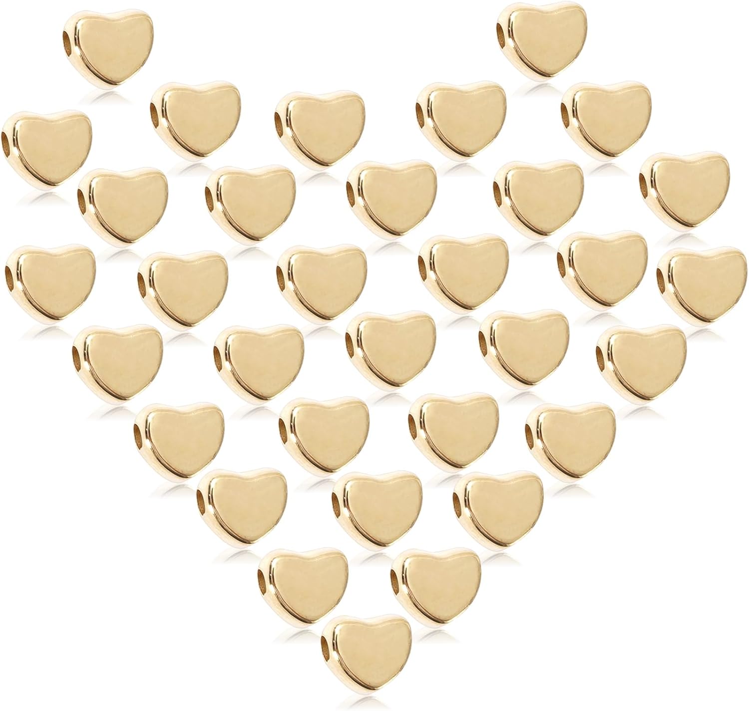 Whaline 600 cuentas de corazón, cuentas espaciadoras de corazón doradas, cuentas sueltas de corazón, cuentas acrílicas en forma de corazón con