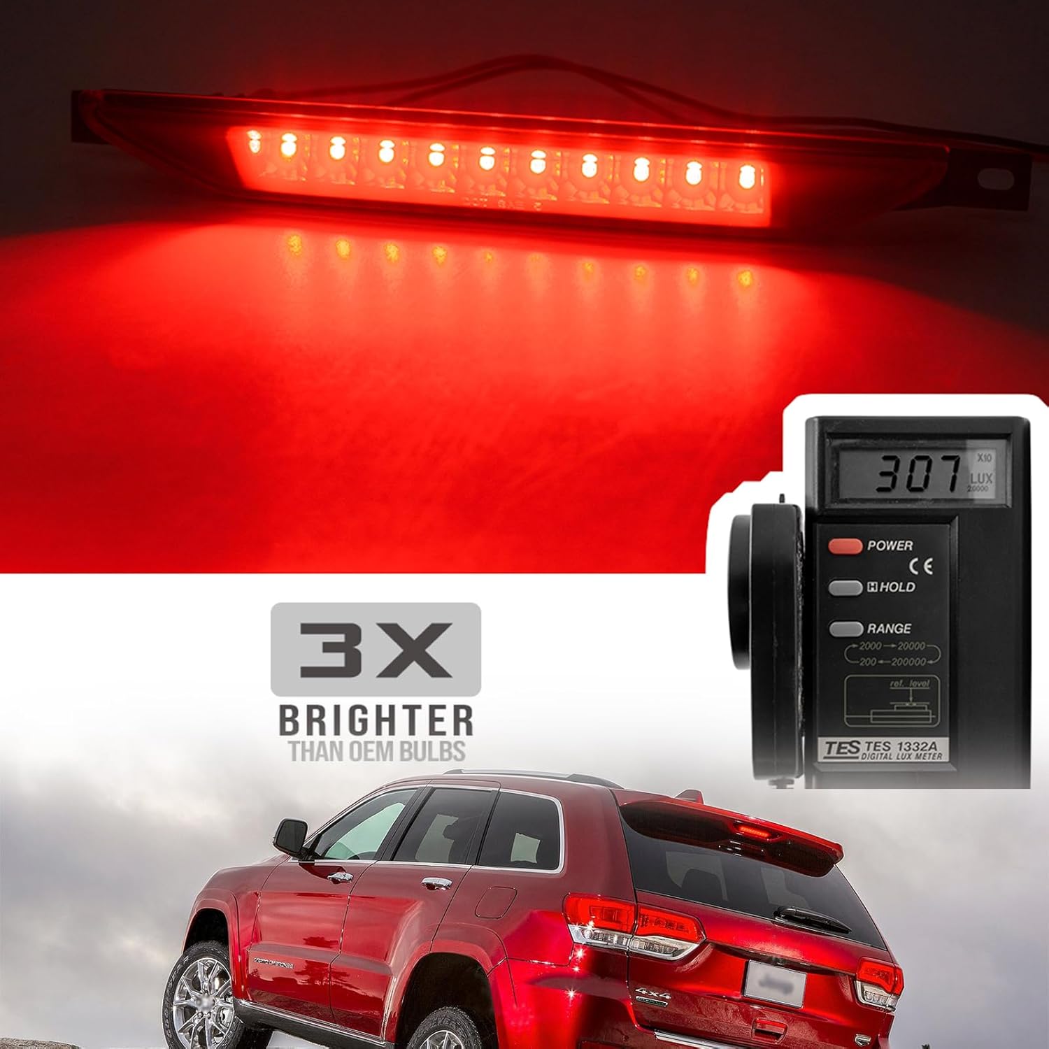 NSLUMO Tercera luz de freno LED de repuesto para J-eep Grand Cherokee WK2 2011-2022 LED 3er centro de frenos Lámpara de parada de montaje alto Lente