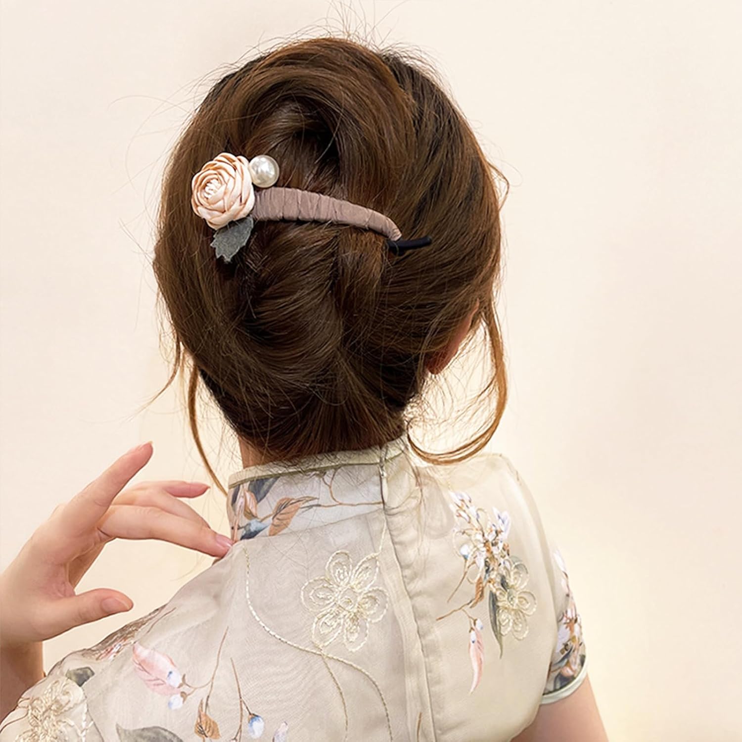 4 pasadores de horquilla de flores, pinzas para el cabello retorcidas con perlas retro para mujeres y niñas, pasadores de pelo antideslizantes,