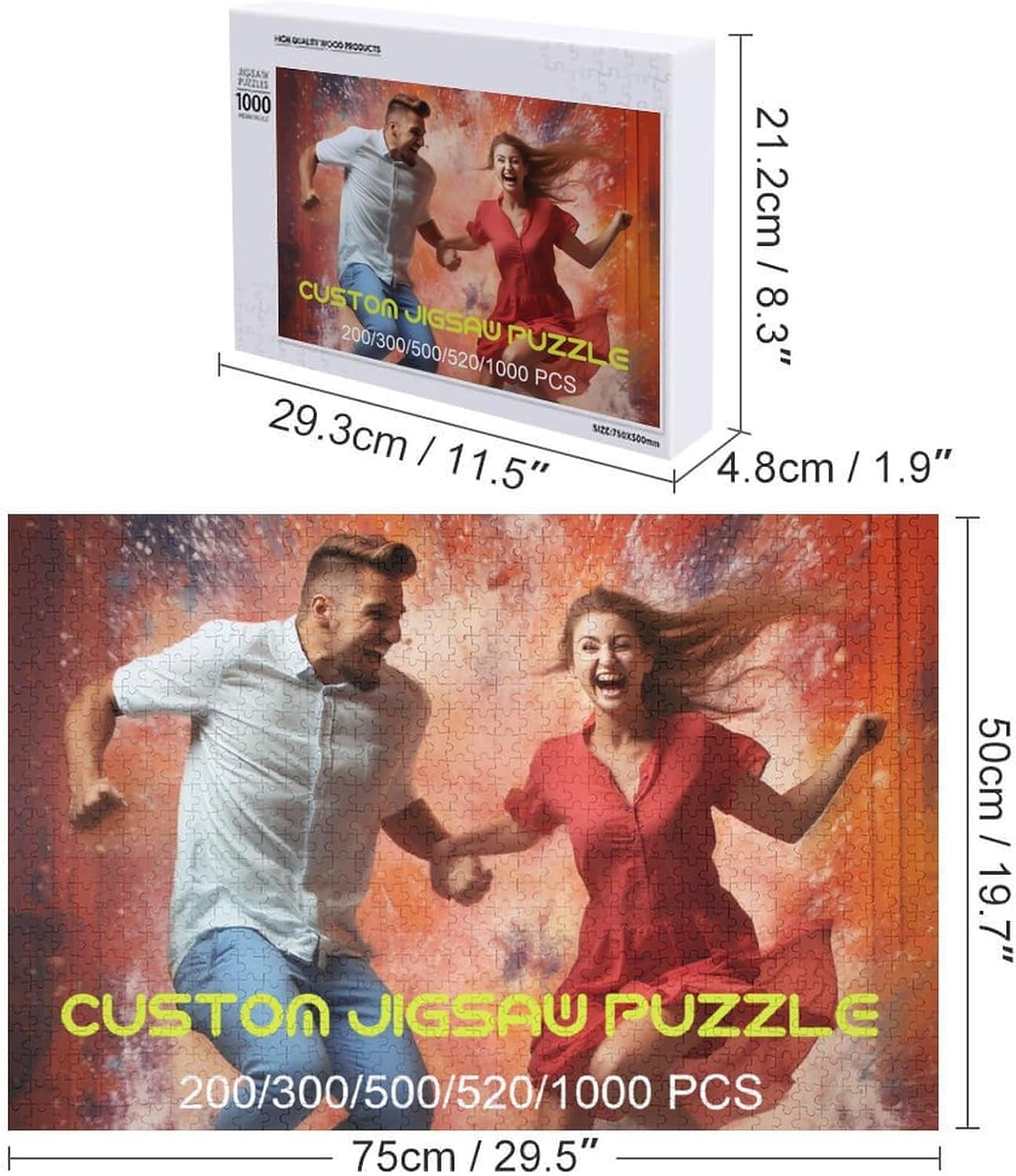 Rompecabezas de madera personalizado para adultos, regalo de foto personalizado, varias piezas 2003005005201000 unidades, 1000 unidades