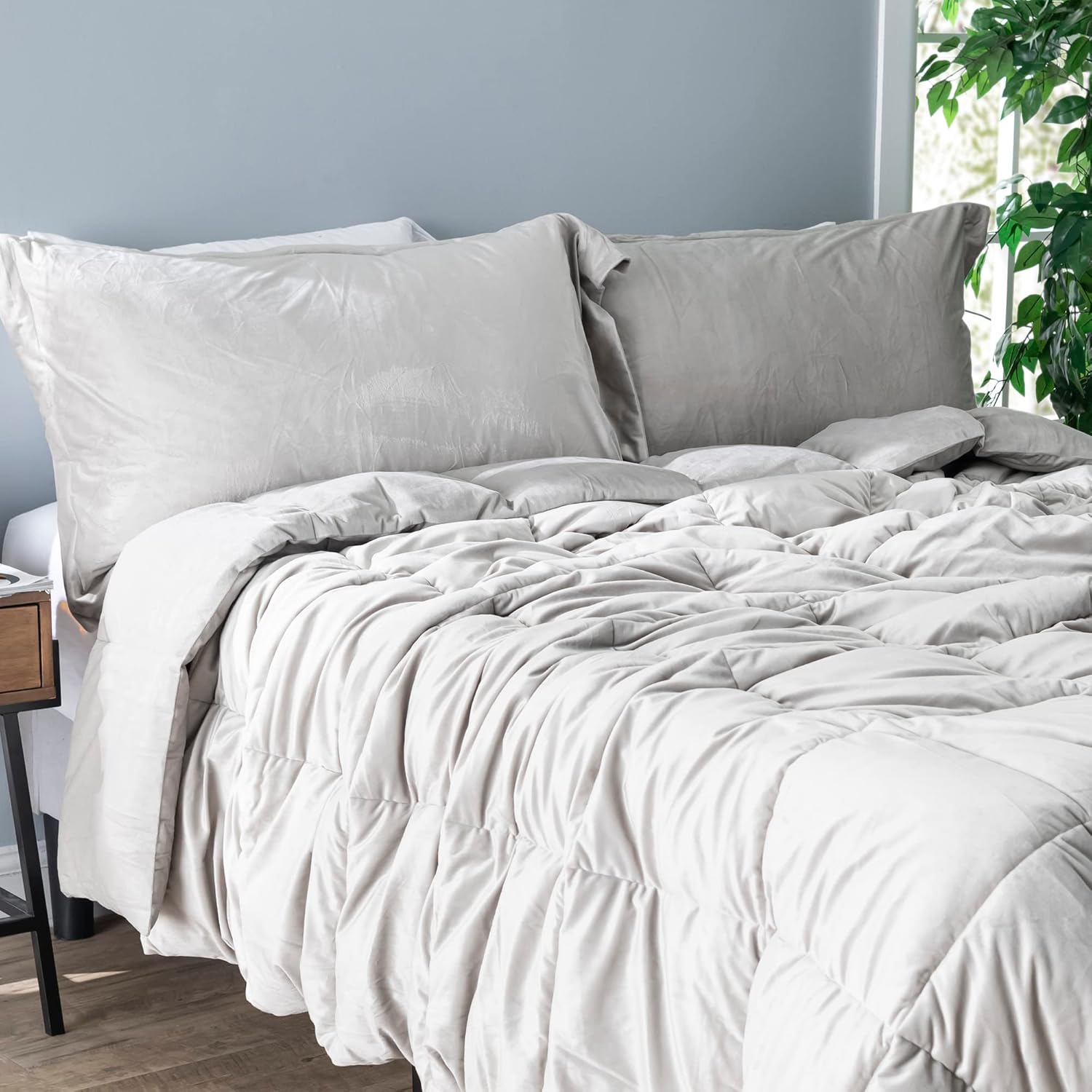 Byourbed Cuz I’m Cozy – Edredón Queen Coma Inducer relleno pesado de Estados Unidos, color gris pardo pizarra