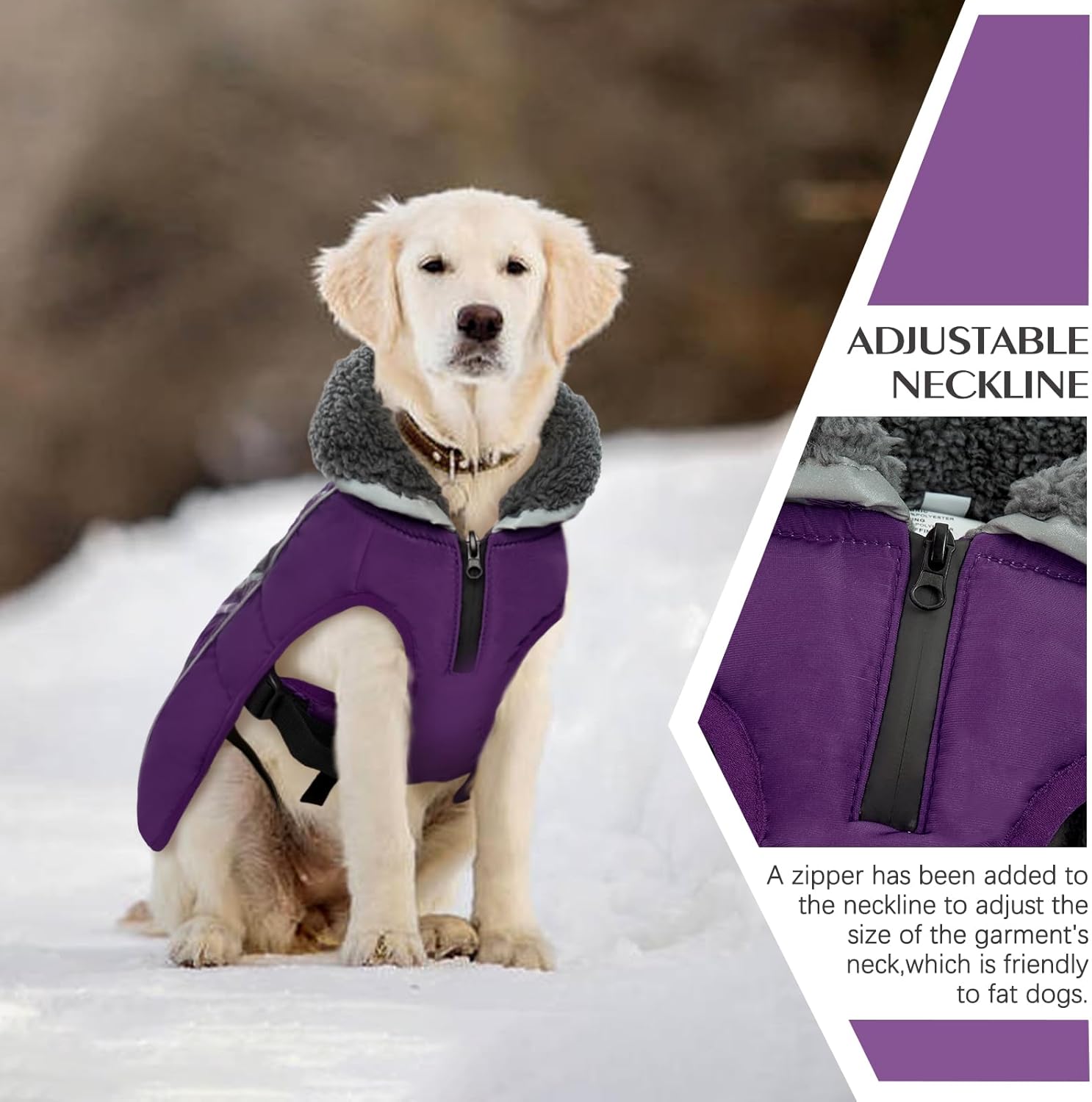 QBLEEV Abrigo de invierno para perro, abrigo cálido para perro, chaqueta reflectante para perros grandes, abrigo para clima frío, chaqueta