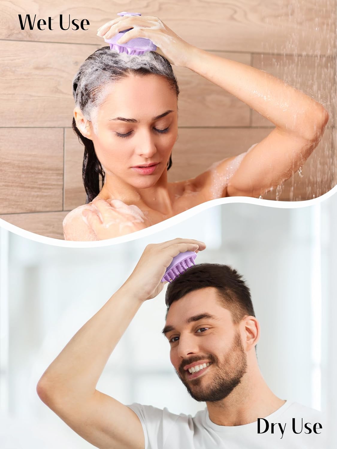 HEETA Masajeador de cuero cabelludo para el crecimiento del cabello, cepillo de champú, exfoliante del cuero cabelludo con cerdas de silicona