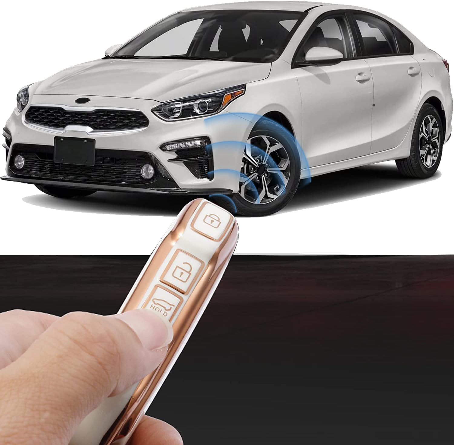 Funda para llavero Kia suave de 3, 4, 5 botones, protección de TPU, funda para llave de coche con llavero dorado de moda, compatible con Kia Soul