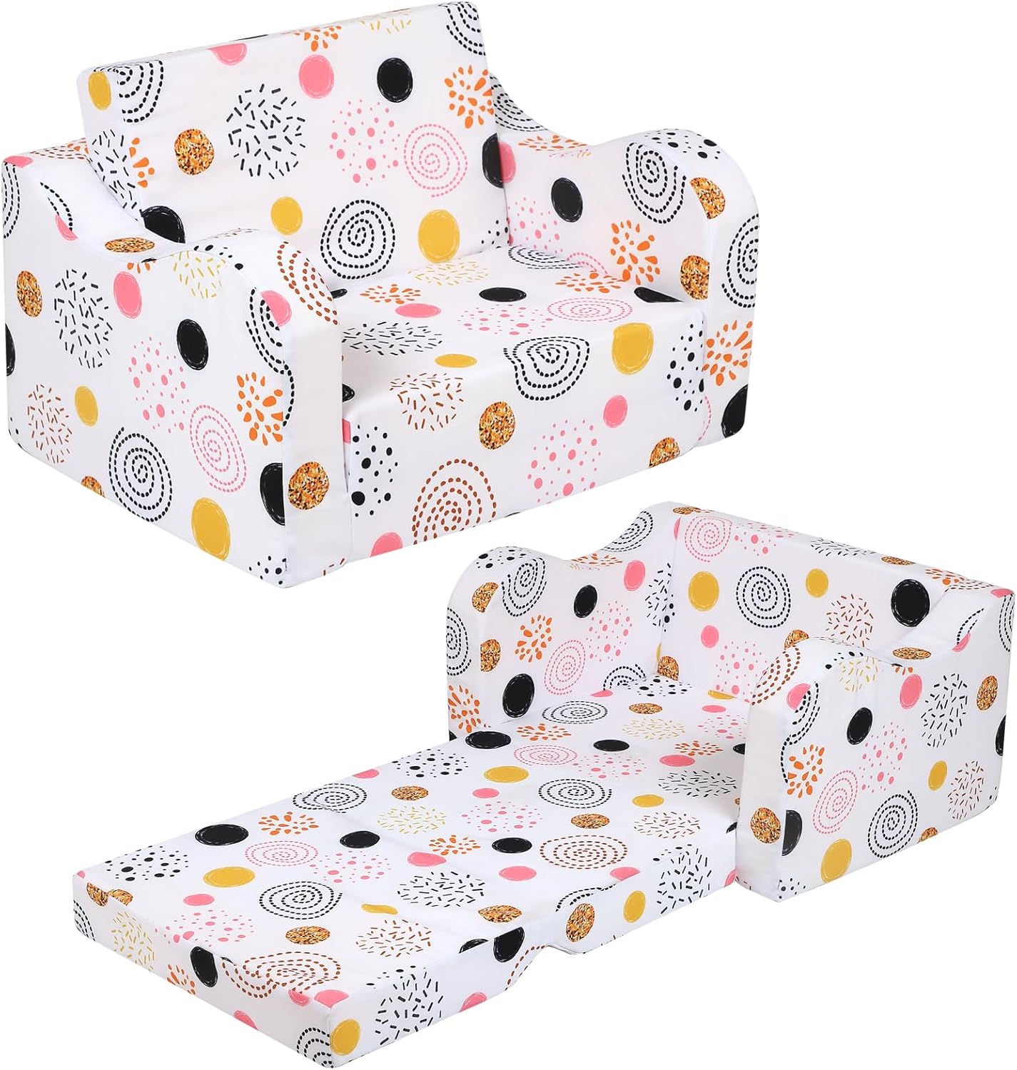 Sofá infantil de fuegos artificiales, sofá plegable 2 en 1, sofá convertible a cama para niñas y niños