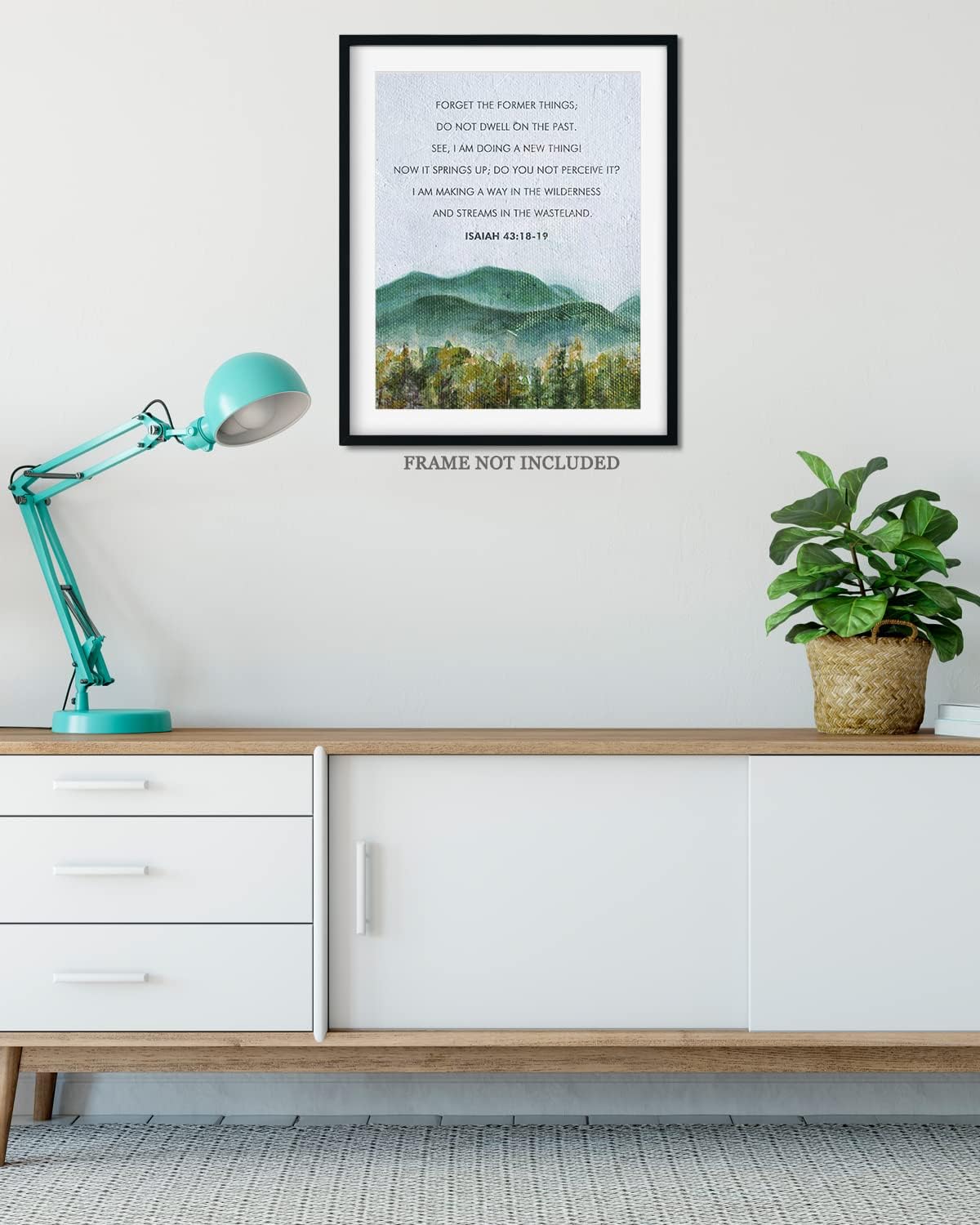 Govivo No te detengas en el pasado  Versículo de la Biblia Isaías 43 18-19  Arte de pared cristiano  Decoración de pared minimalista con acuarelas