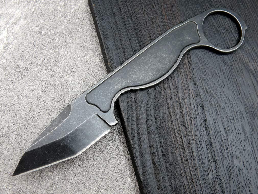 CCanku C1101 – Cuchillo de hoja fija D2, mango de acero inoxidable y funda Kydex para caza al aire libre, supervivencia y herramienta EDC (negro)