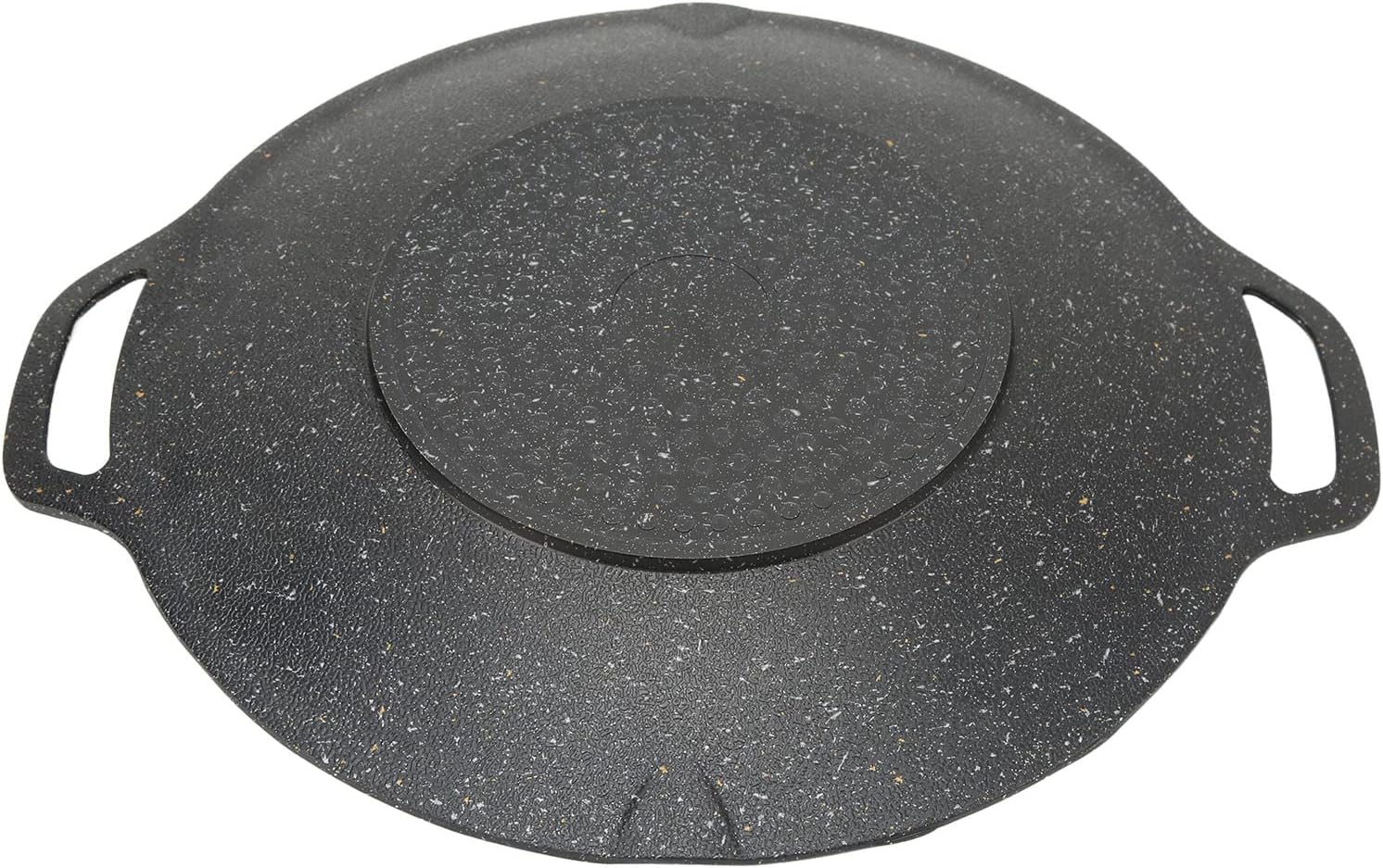 Sartén coreana para barbacoa, parrilla redonda con revestimiento antiadherente de 6 capas, sartén coreana de aluminio con asas dobles para asar
