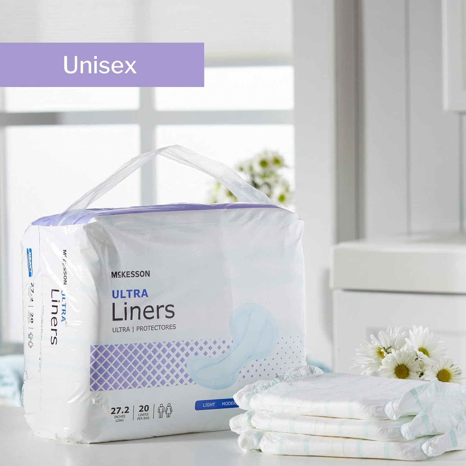 McKesson Ultra – Revestimientos para incontinencia  Absorción pesada, contorneados, unisex, para adultos, talla única, 27 15 pulgadas de largo, 20