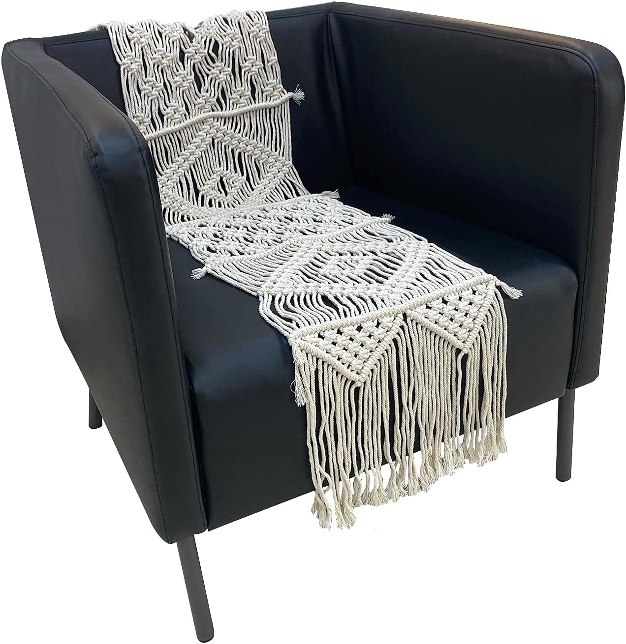 Camino de mesa de macramé para casa de campo de 48 pulgadas de largo, decoración de mesa de boda o caminos de mesa bohemios para comedor, estilo