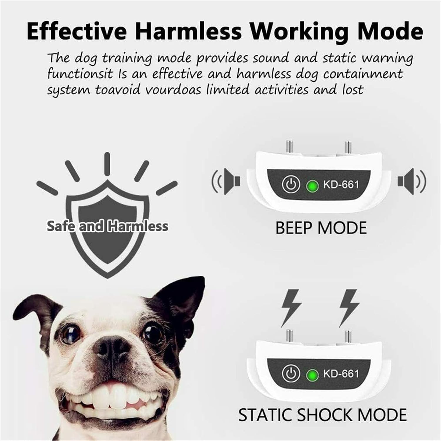 Valla inalámbrica para perros, sistema eléctrico de contención de límites para perros, rango ajustable de hasta 1640 pies, collar de entrenamiento