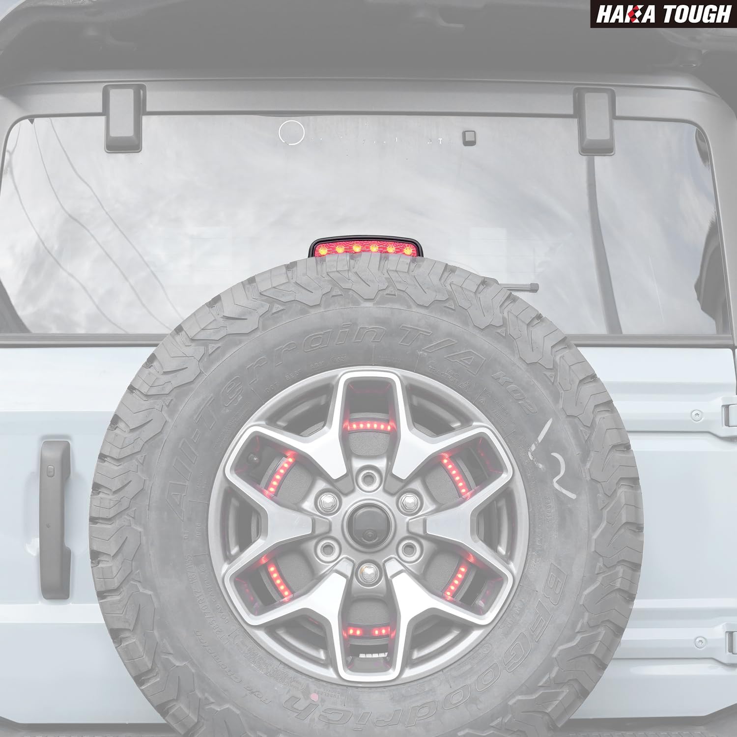 HAKA TOUGH Tercera luz LED de freno para Ford Bronco 2021-2023, accesorios de luz de freno negra ahumada para neumático de repuesto Bronco de 4