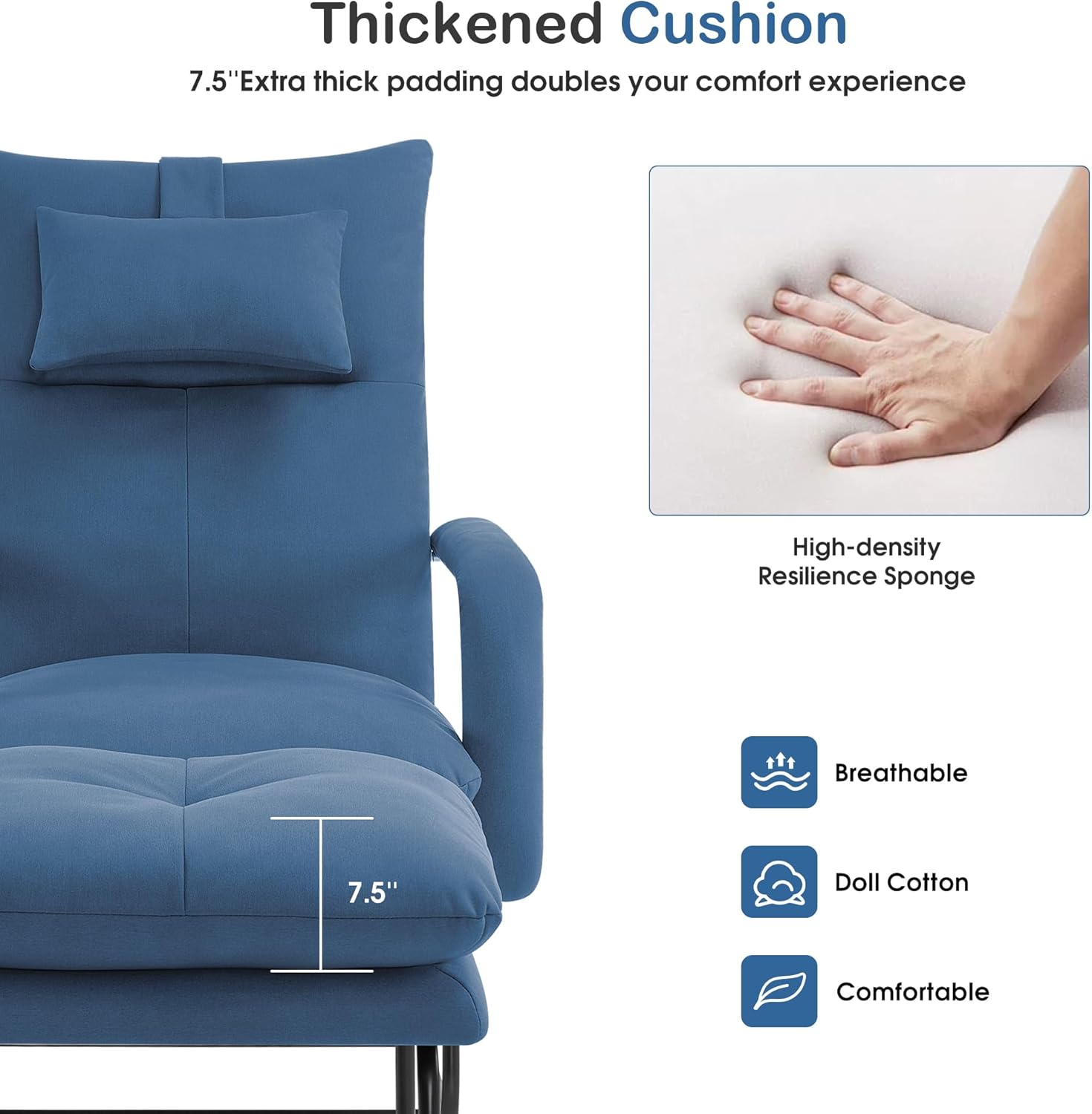 MCombo Sillones reclinables decorativos con otomana, sillones tapizados con respaldo ajustable, sofá individual para sala de estar y dormitorio 4233