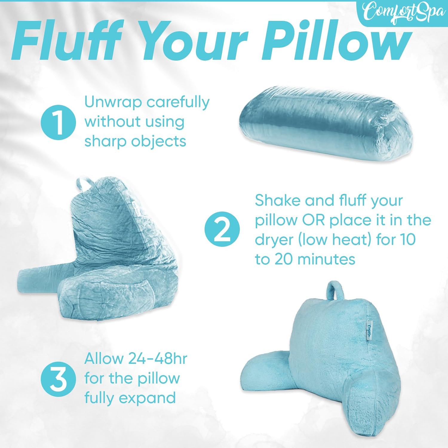 ComfortSpa Almohadas de lectura para sentarse en la cama para adultos, almohada de espalda para sentarse en la cama, brazos, bolsillos y funda