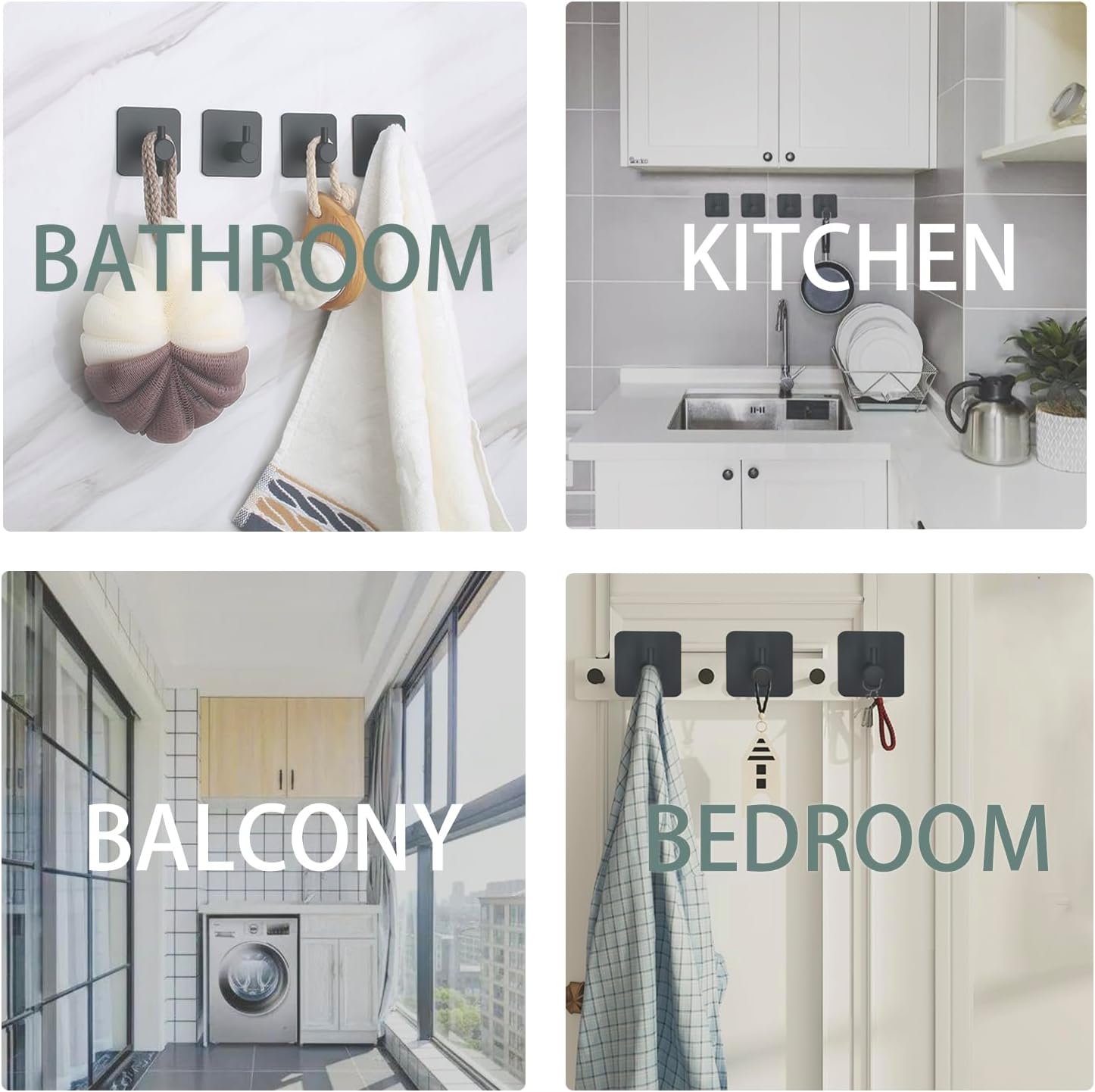Ganchos adhesivos de pared, ganchos resistentes de 9.8 ft para colgar toallas, ganchos para puerta de ducha, para baño, cocina, toallero, colgador