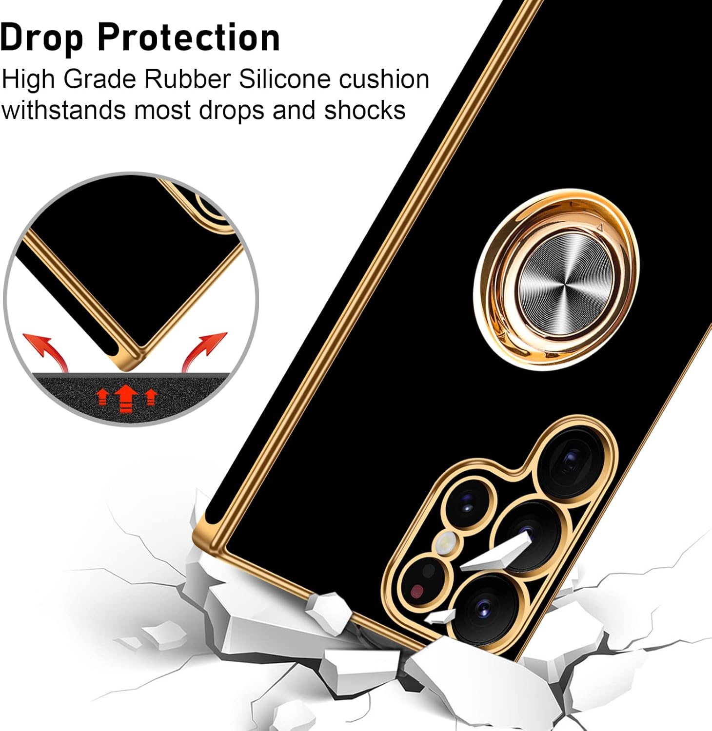 JAKPAK Funda para Samsung Galaxy S23 Ultra, Galaxy S23 Ultra Kickstand Case Soporte de Coche, Galaxy S23 Ultra Funda para teléfono con soporte de