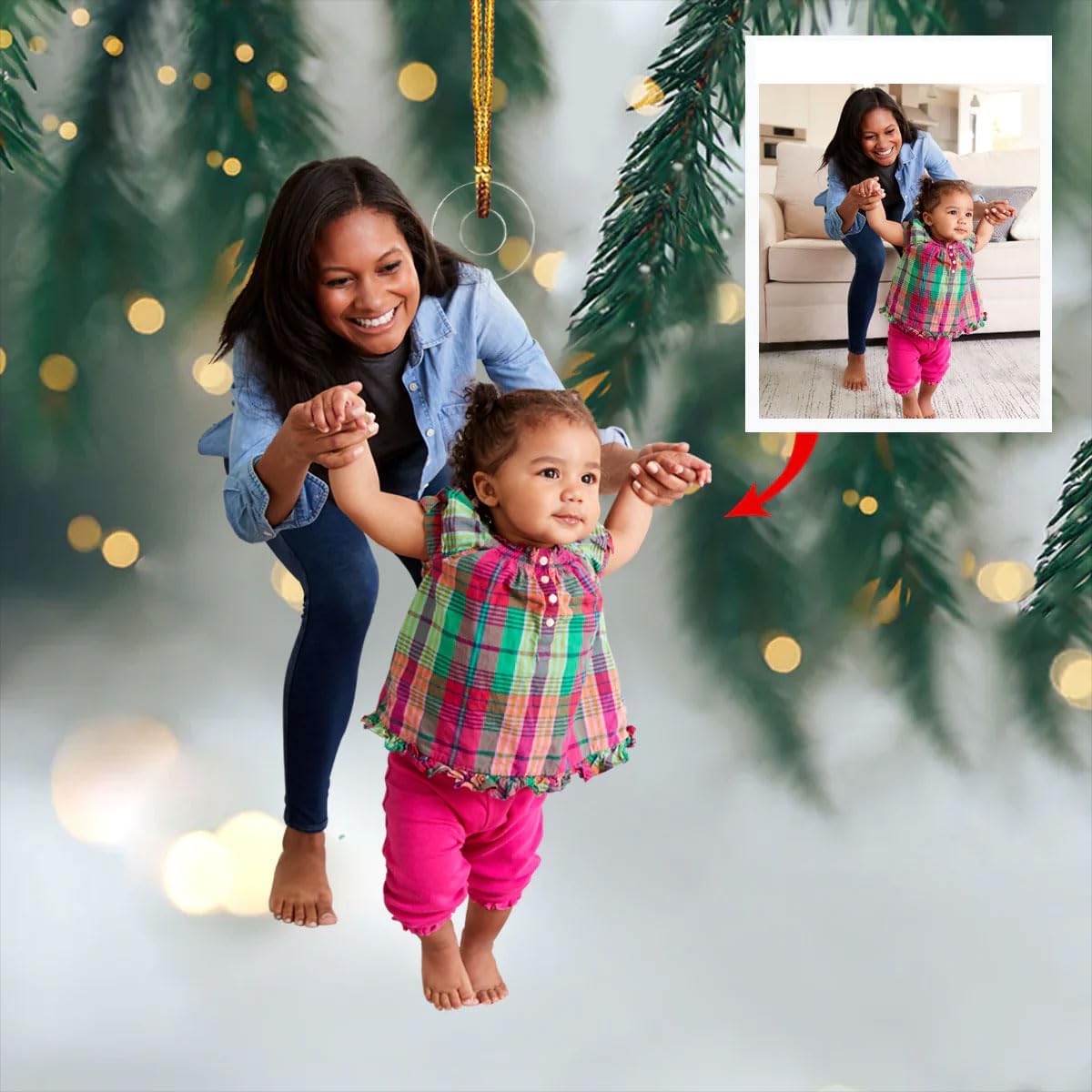Adorno de mica con foto personalizada, personaliza tu foto, regalo para bebé, adorno de primera Navidad para bebé, adorno de bebé, adorno de fotos,