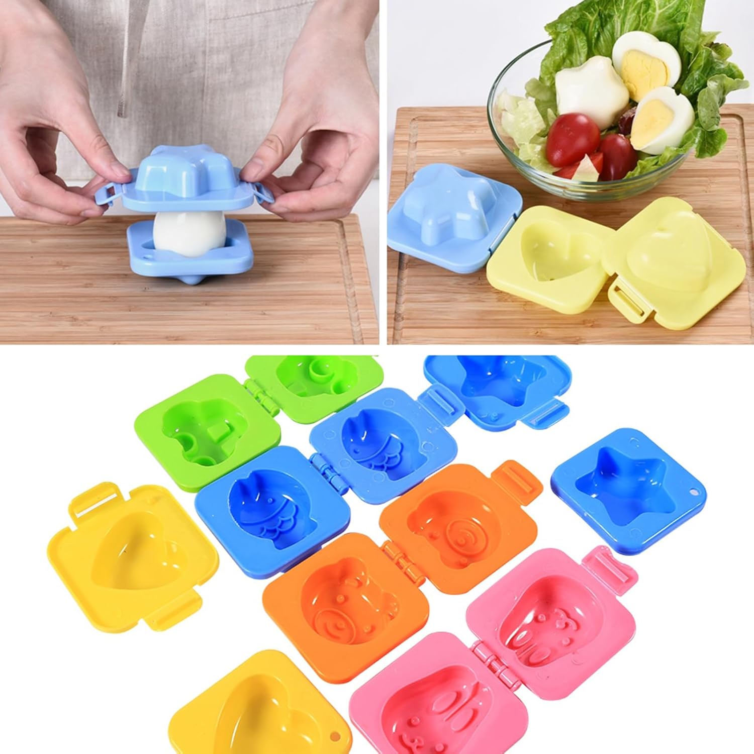Juego de 6 bolas de arroz para bebé, diseño de huevos de dibujos animados, molde lindo, molde de cocina, herramientas de bricolaje, accesorios de