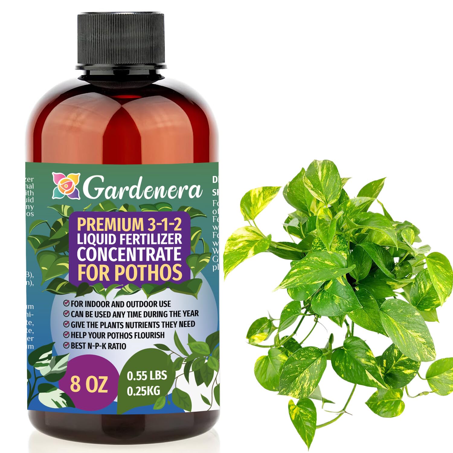 Fertilizante líquido prémium para plantas, concentrado 3-1-2 para plantas y flores de interior, alimento orgánico para plantas potos, 8 onzas