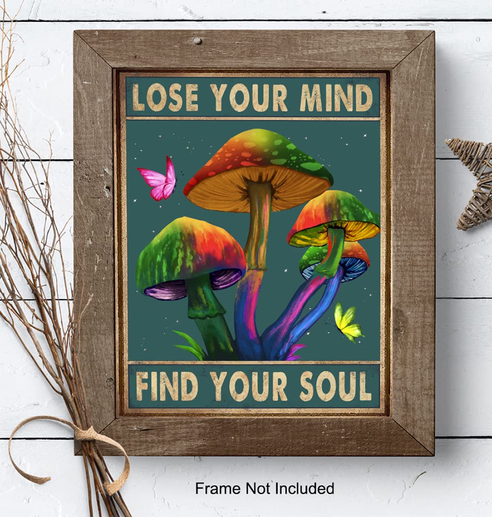 Psychedelic Art 11×14 – Trippy Wall Art – Psychedelic Room Decor – Bohemian Boho Wall Decor – Magic Mushrooms, Psilocybin – Hippie Room Decor – Dope