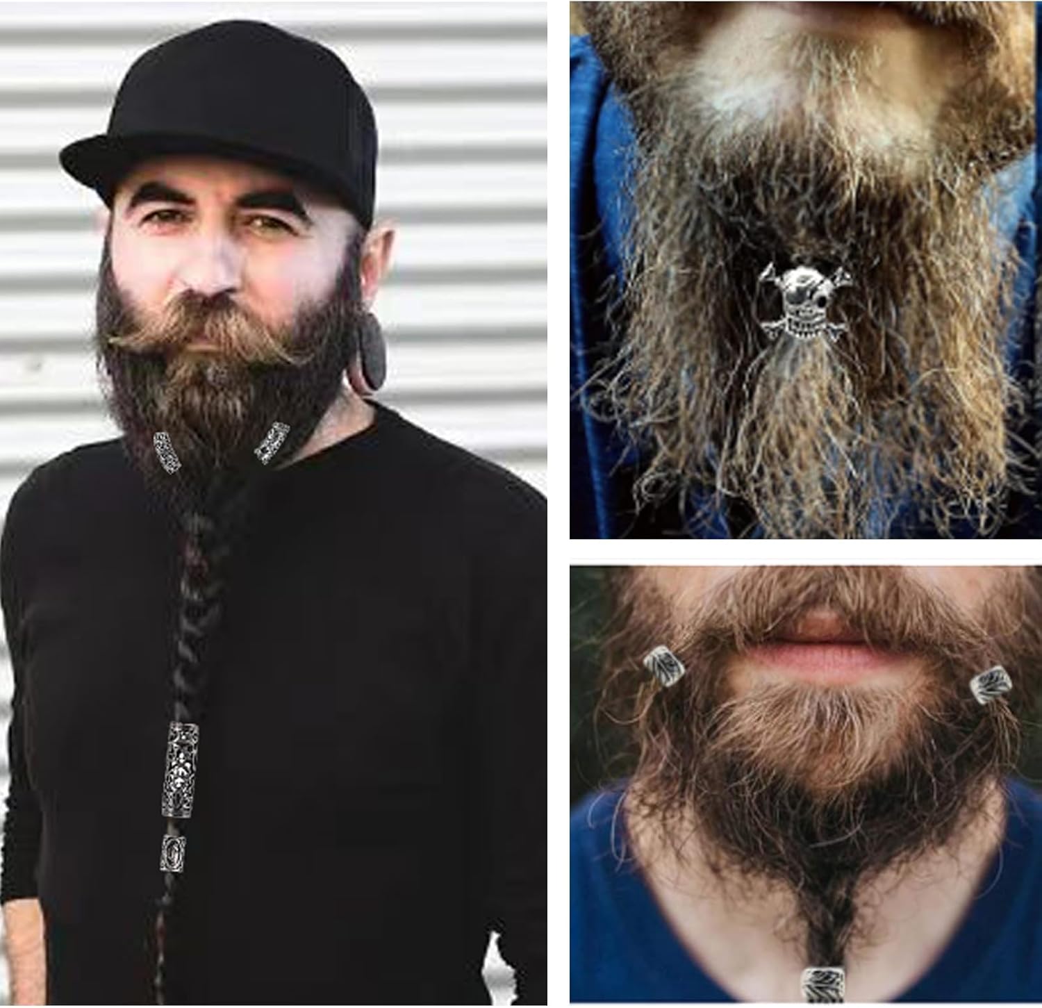 WNJ Joyería vikinga para el cabello, 165 cuentas de barba, cuentas de tubo de runa nórdica, tubo de pelo trenzado, joyería vikinga, joyería vikinga,