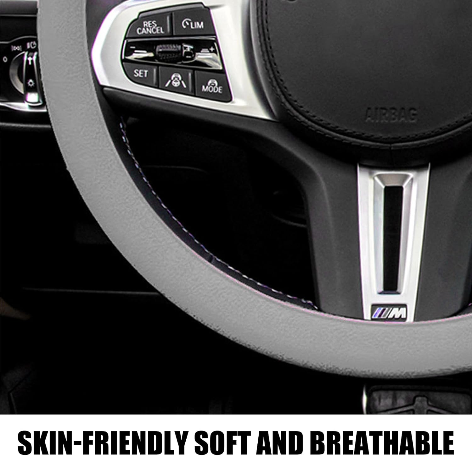 1 funda para volante de automóvil en forma de D, protector universal de silicona para volante de automóvil, elegante ajuste antideslizante para