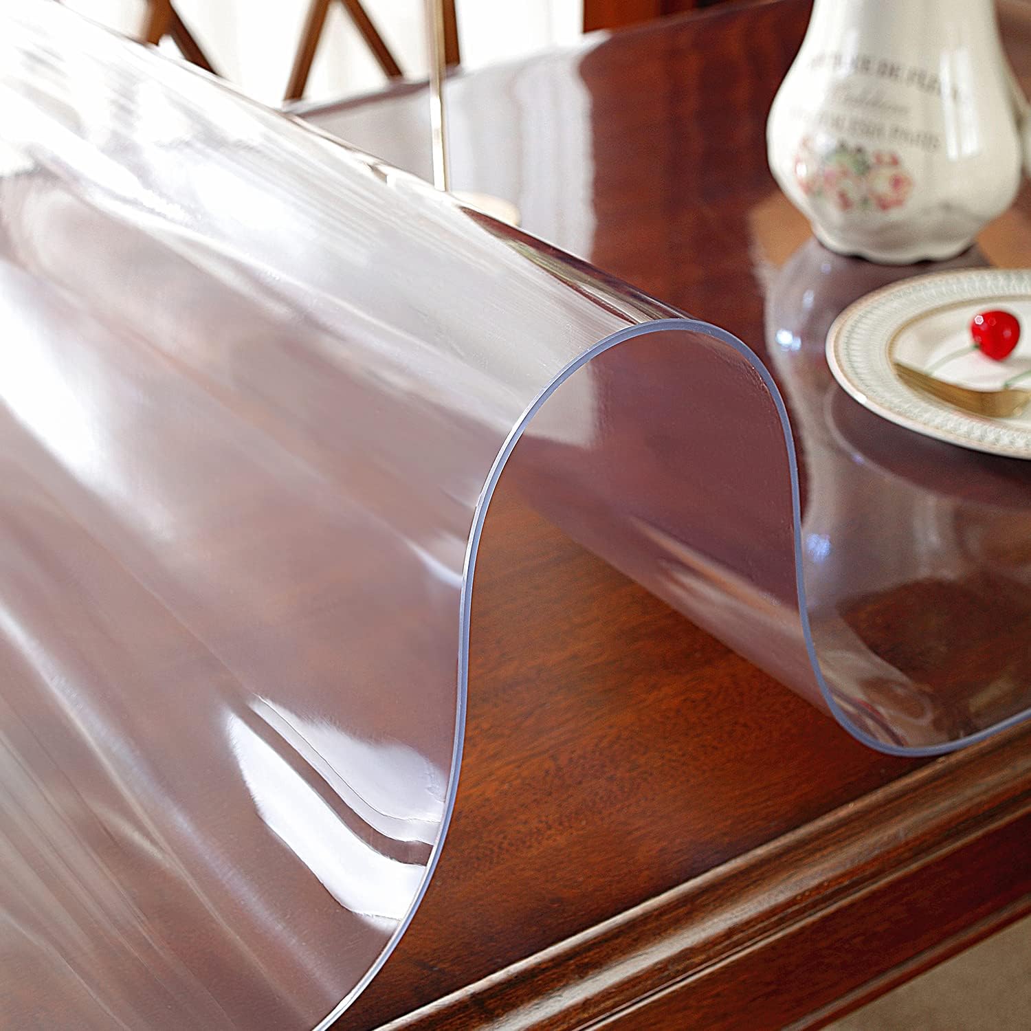 OstepDecor – Protector transparente de mesa de 564de pulgada de grosor, 54 x 54pulgadas, cubremesa de plástico, tapete de cloruro de polivinilo para