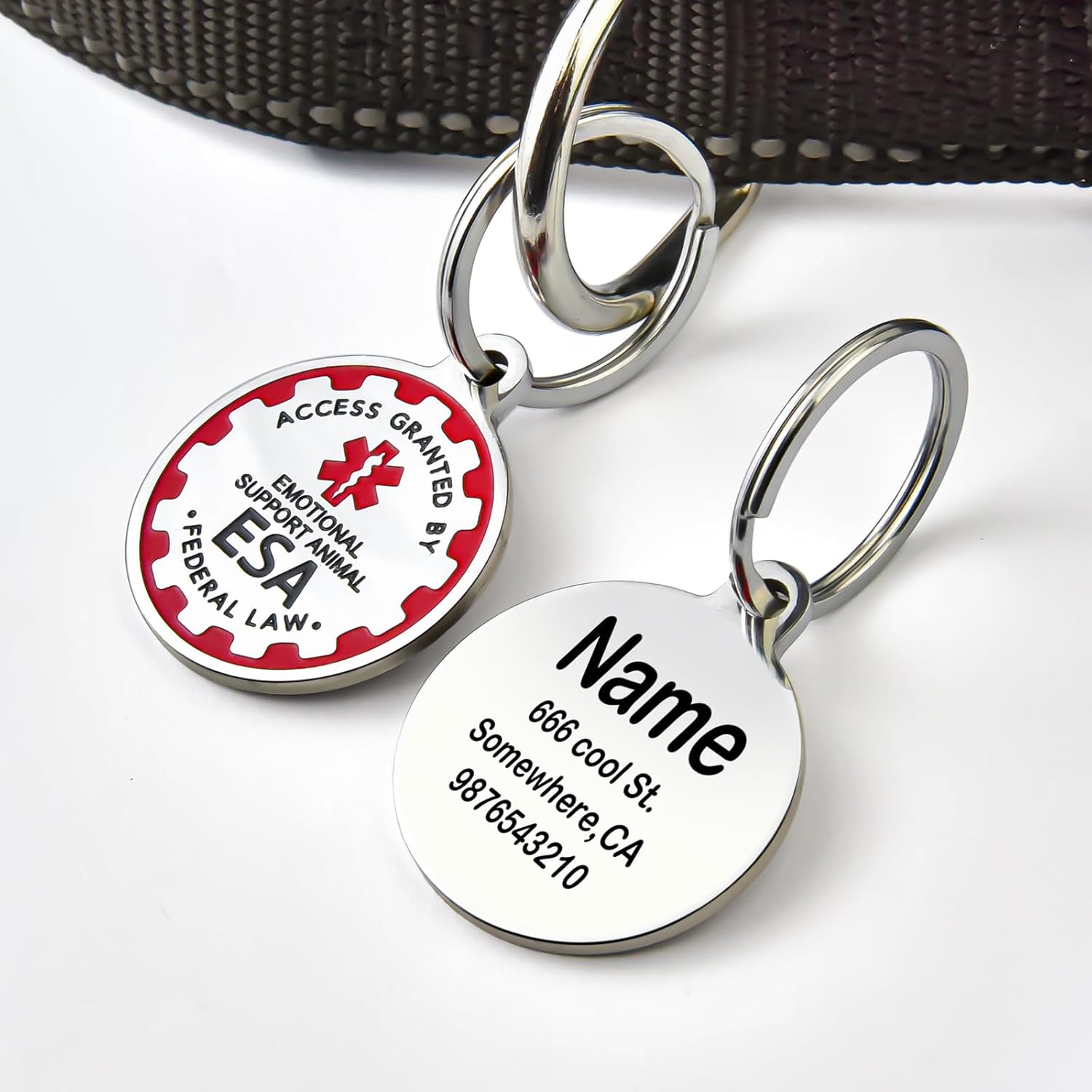 Etiqueta de identificación de perro de servicio personalizada grabada, etiquetas personalizadas de apoyo emocional ESA para perros y gatos, placa de