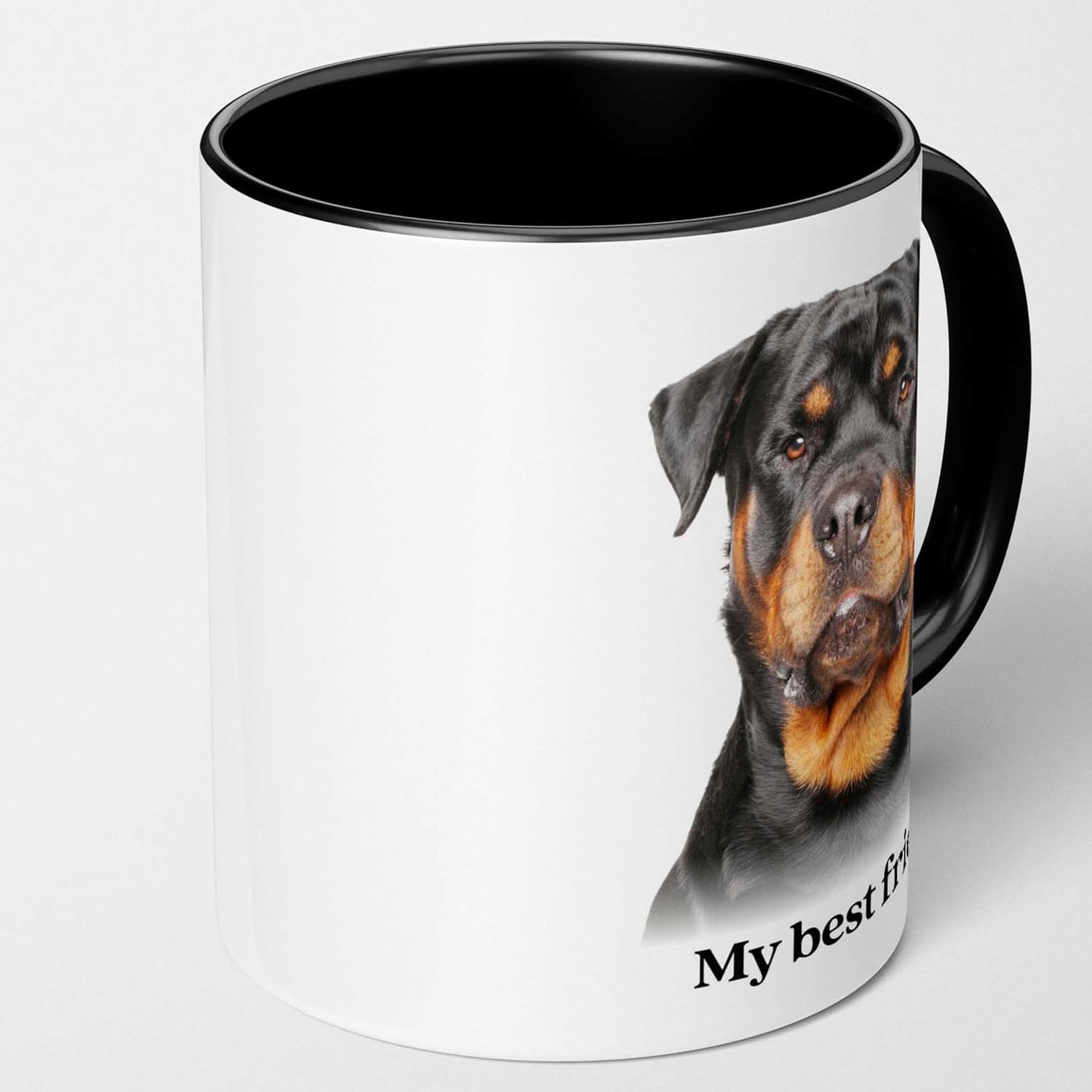 Touching Rottweiler – Taza de café de 11 onzas, regalo de taza de té para amantes de Rottie, mamá de perro, papá, cumpleaños, aniversario