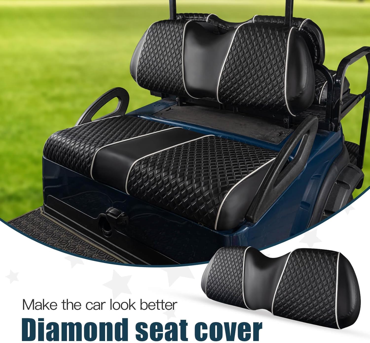 NOKINS Fundas de asiento de carrito de golf para Club Car Precedent OEM Cojín de asiento ordinario, respaldo de cojín de asiento delantero de cuero