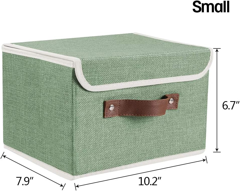 Cajas de almacenamiento con tapas, paquete de 2 cajas de almacenamiento decorativas plegables de tela, cubos de almacenamiento con tapa para