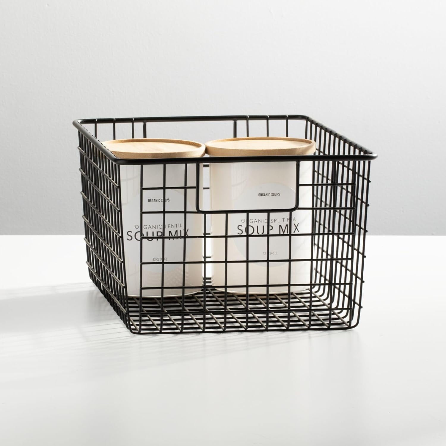 mDesign – Canasta de alambre de metal, para organizar y almacenar alimentos