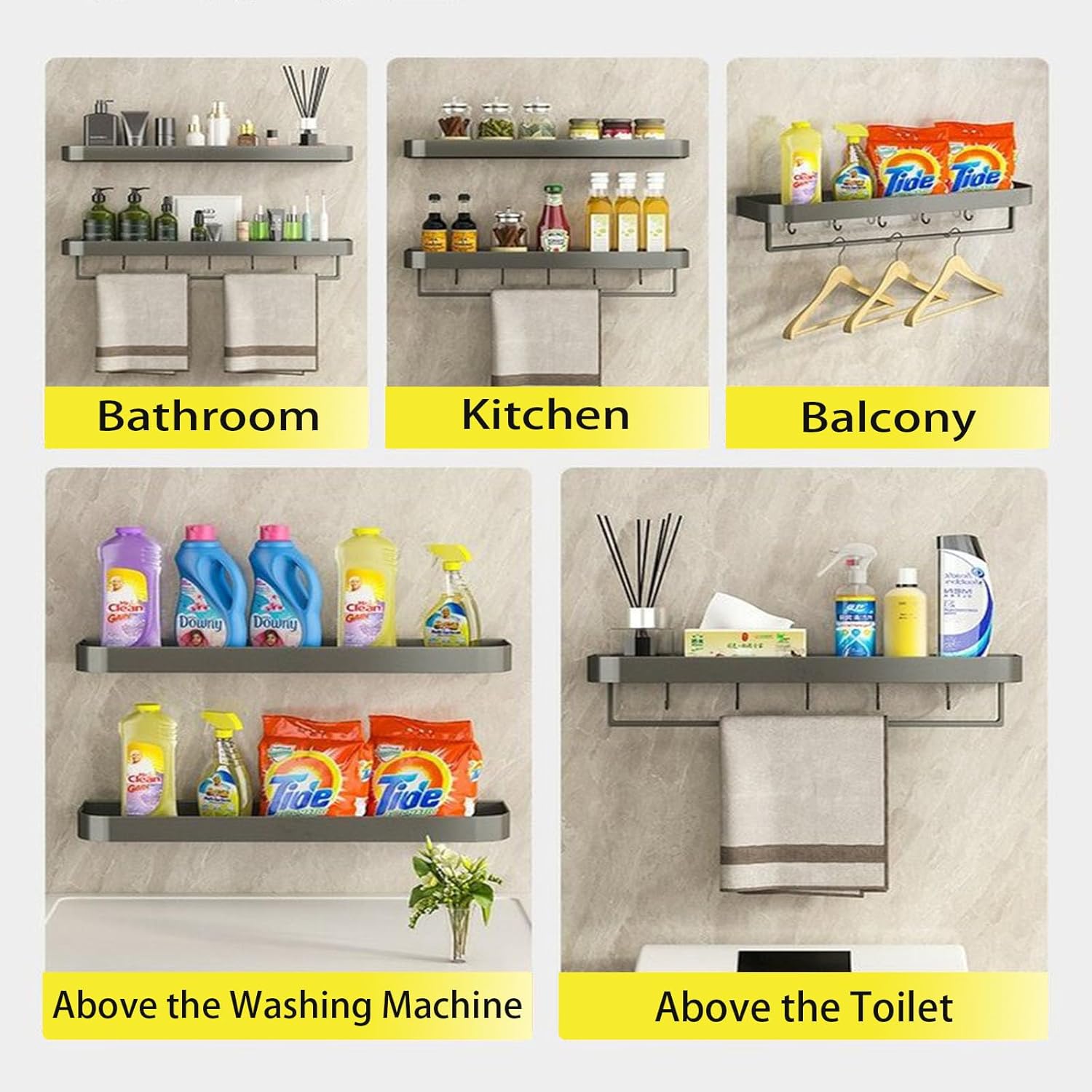 Paquete de 3 estantes de ducha autoadhesivos con soporte para jabón, organizadores de baño, fácil instalación, superficies lisas, construcción de