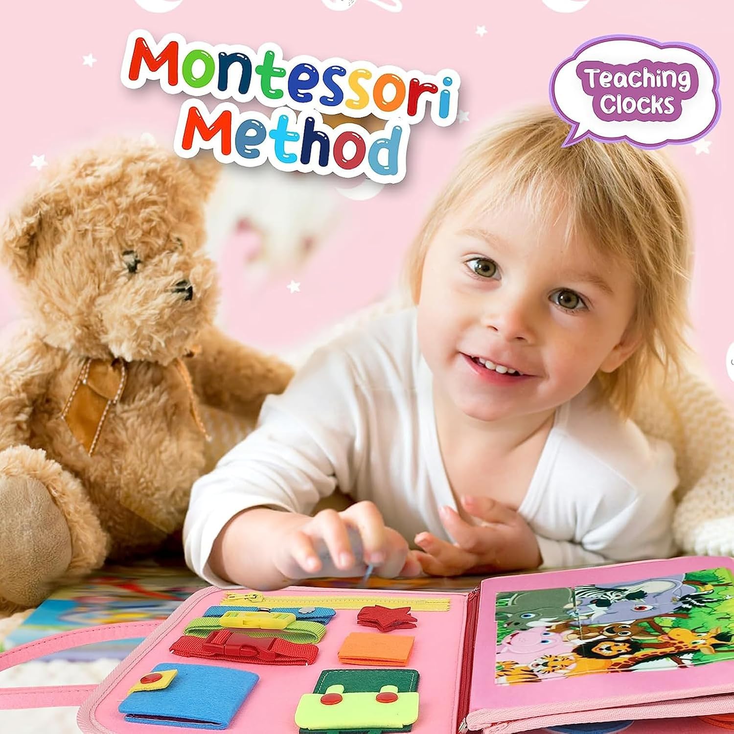 Actividad sensorial para niños pequeños con tablero de actividades Montessori, juguetes Montessori, artículos esenciales de viaje en avión, juegos