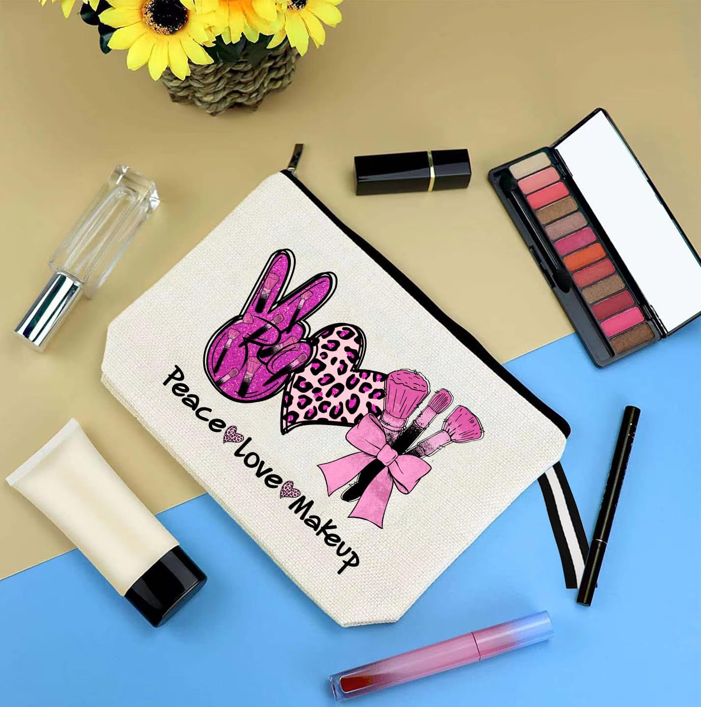 WLWLGLUCK Bolsa de maquillaje inspirada para mujer, bonita bolsa de cosméticos para amigos y familia, bolsa de aseo de viaje, bolsa de cosméticos