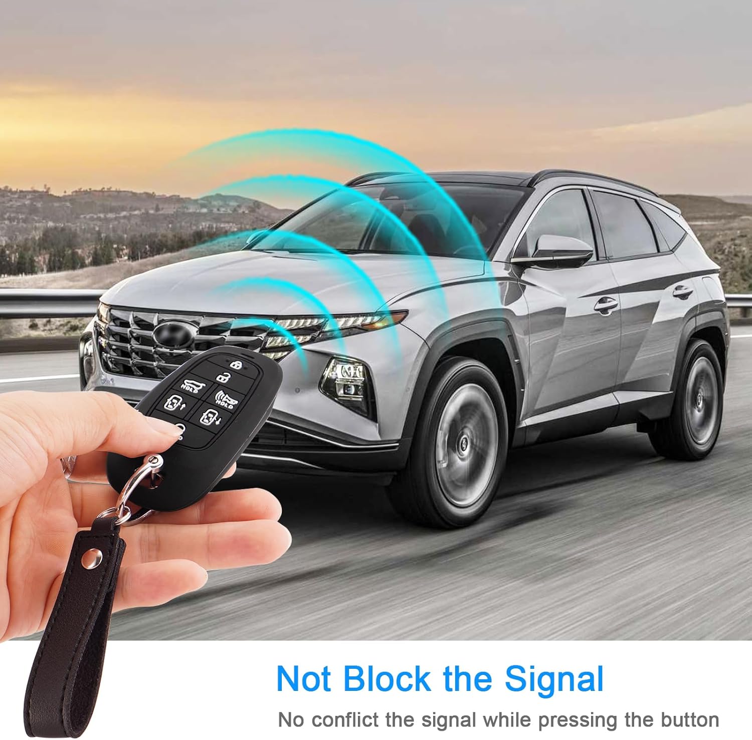 Funda de goma de silicona para llavero compatible con accesorios Hyundai Tucson 2022, Sonata Nexo 2021, 2020, 2019, 7 botones, funda protectora