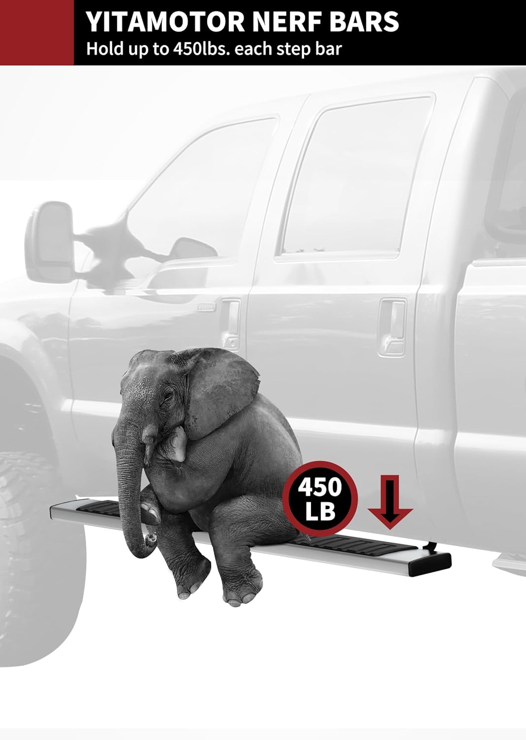 YITAMOTOR Estribos de 6.5 pulgadas compatibles con Ford F150 SuperCab 2015-2024, Ford F250 F350 F450 F550 Super Cab 2017-2024 Barra Nerf con escalón