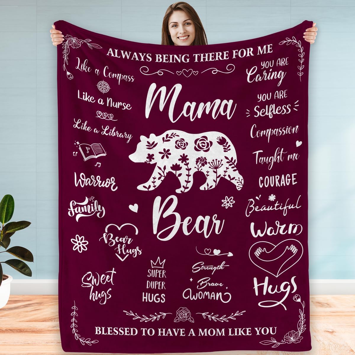 Regalos para mamá de hija hijo para el día de la madre, manta de mamá oso, regalos de cumpleaños para mamá, regalo del día de la madre, regalos para