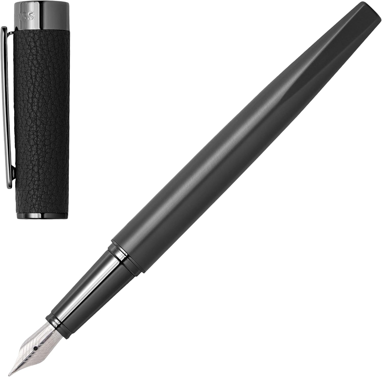 Hugo Boss Pluma estilográfica Corium  Instrumento de escritura para hombres y mujeres  Elegante caja de regalo (negro)