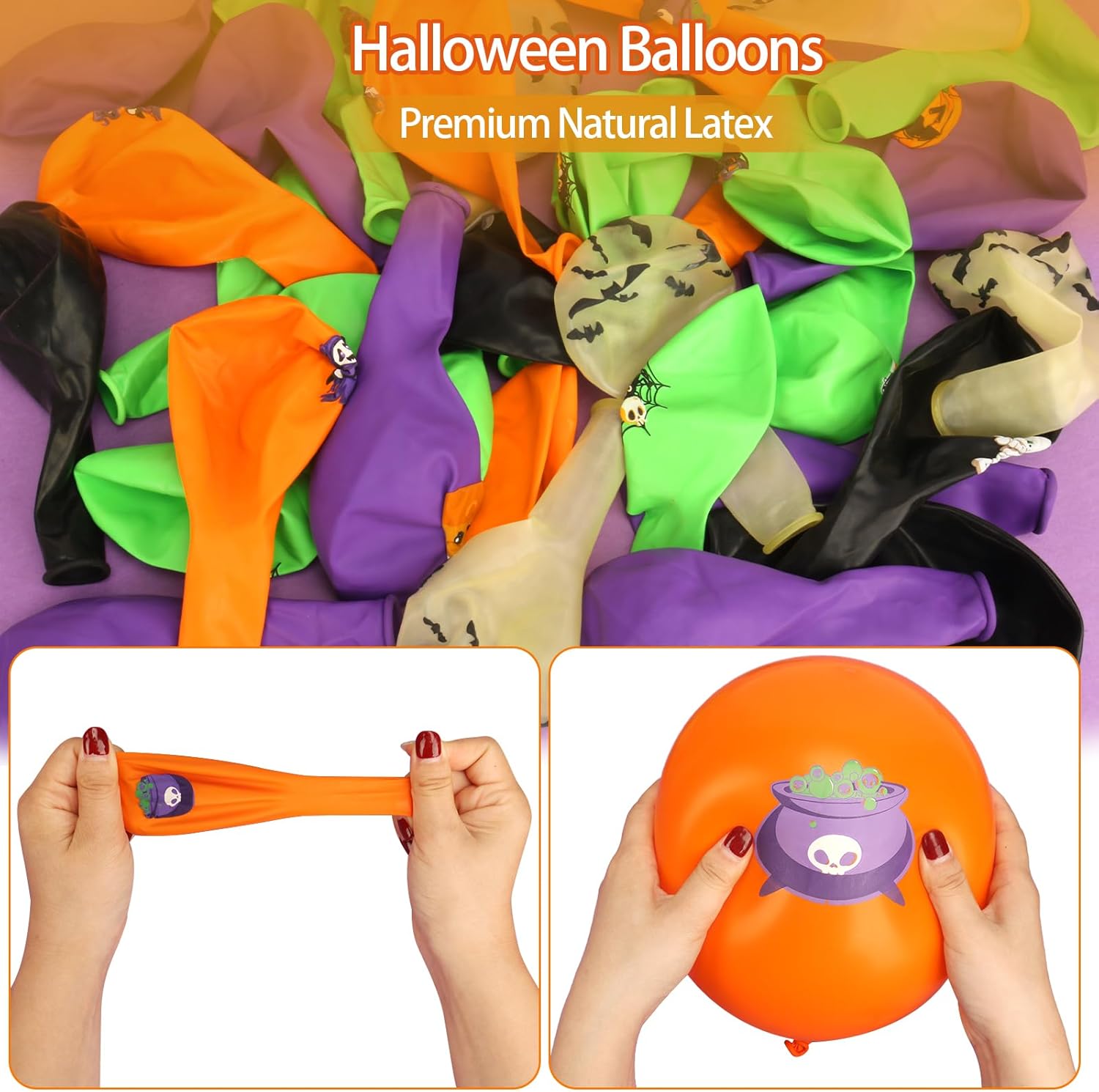60 globos de fiesta de Halloween, globos de látex de Halloween de 12 pulgadas, globos de Halloween con calabaza, murciélago, araña, fantasma para
