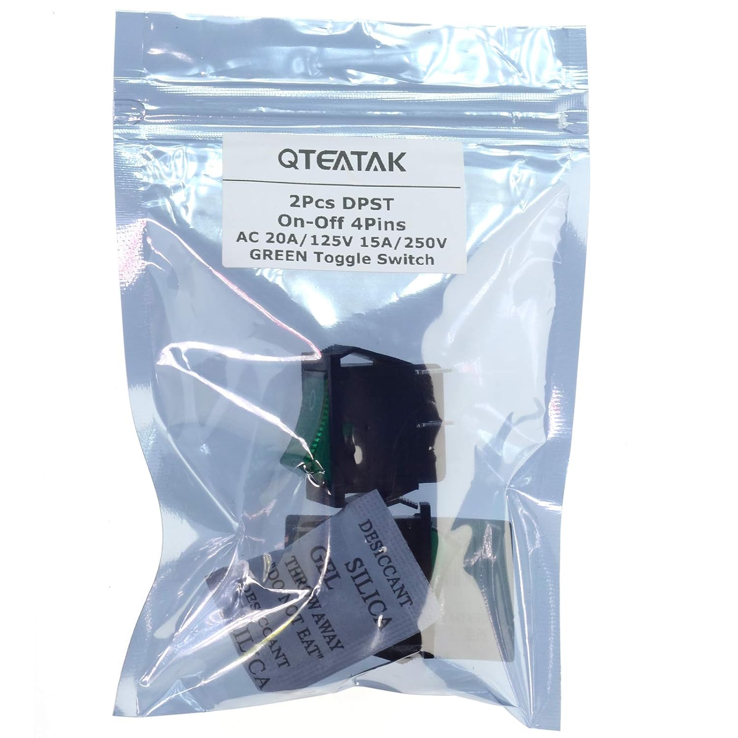 QTEATAK 2 unids AC DPST 4 pines 2 posiciones ONOFF 20A125V 15A250V luz LED verde iluminada barco balancín interruptor interruptor KCD2-201N-G