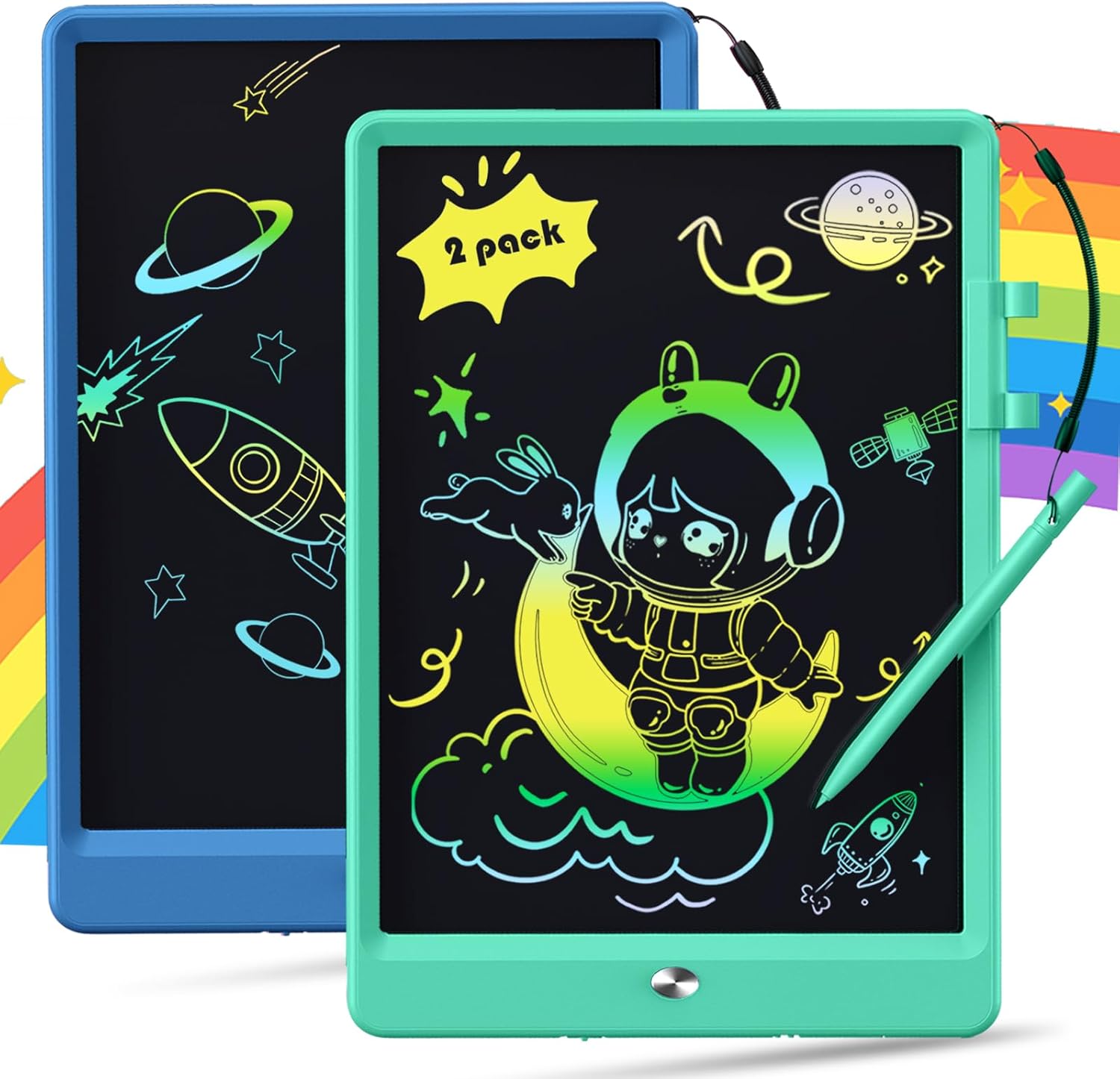 Tableta de escritura LCD para niños, 10 pulgadas, paquete de 2 almohadillas de dibujo, tableta de dibujo, tablero de garabatos, juguetes para niños