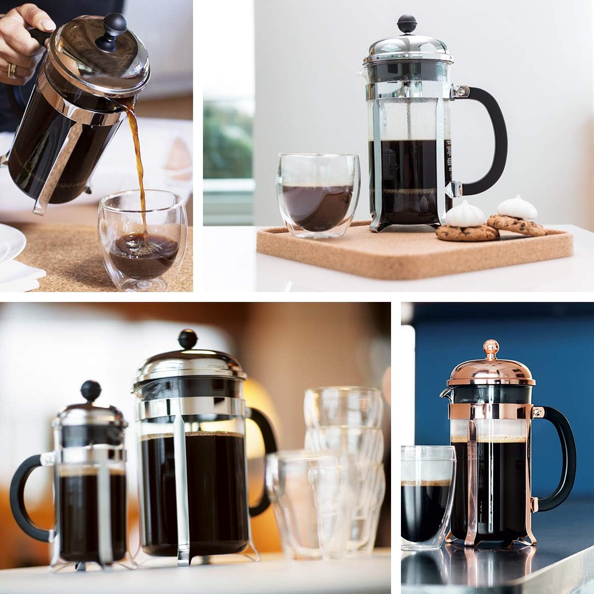 Bodum Chambord – Cafetera de prensa francesa, Jarra de vidrio, Blanco