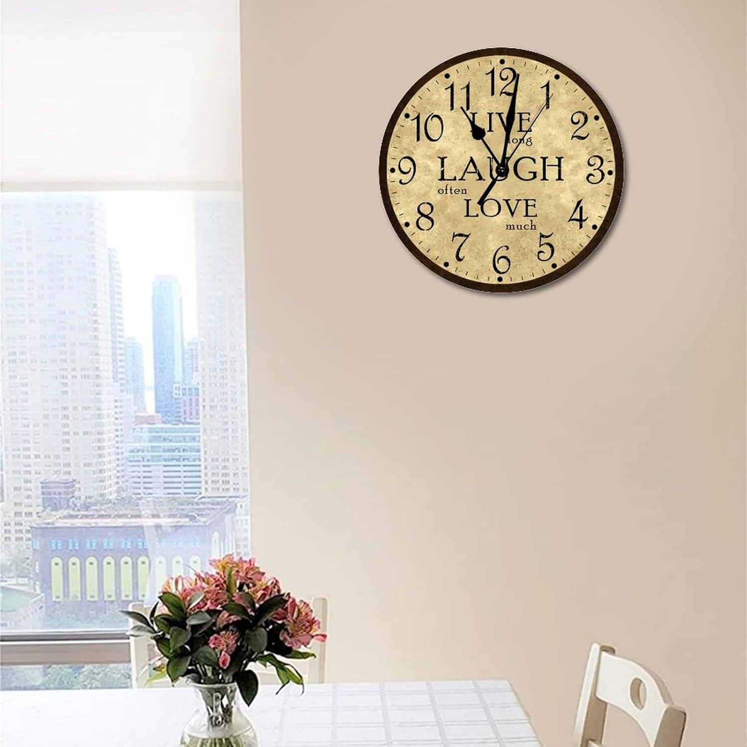 Relojes de pared con pilas, reloj rústico de madera marrón, reloj retro para decoración de cocina, reloj de pared sin tictac, decorativo, fácil de
