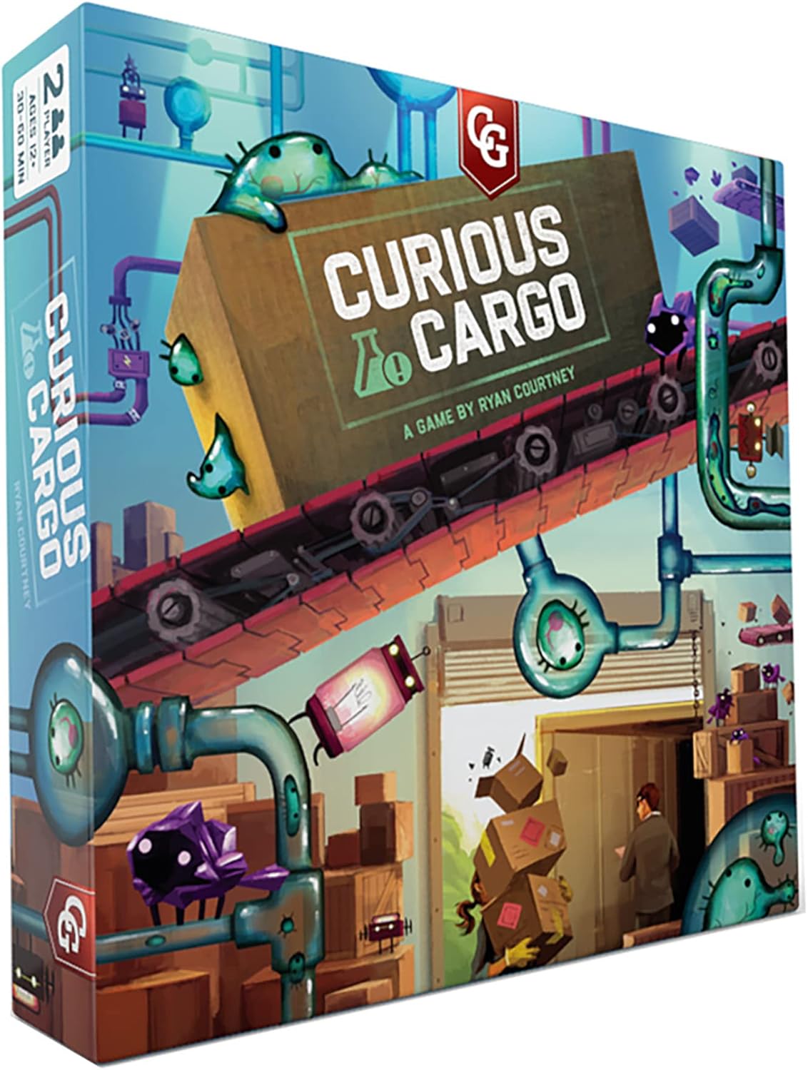 Capstone Games Curious Cargo, juego de mesa de estrategia, 6 tableros de jugadores únicos incluidos y 2 modos de juego, juego competitivo para 2